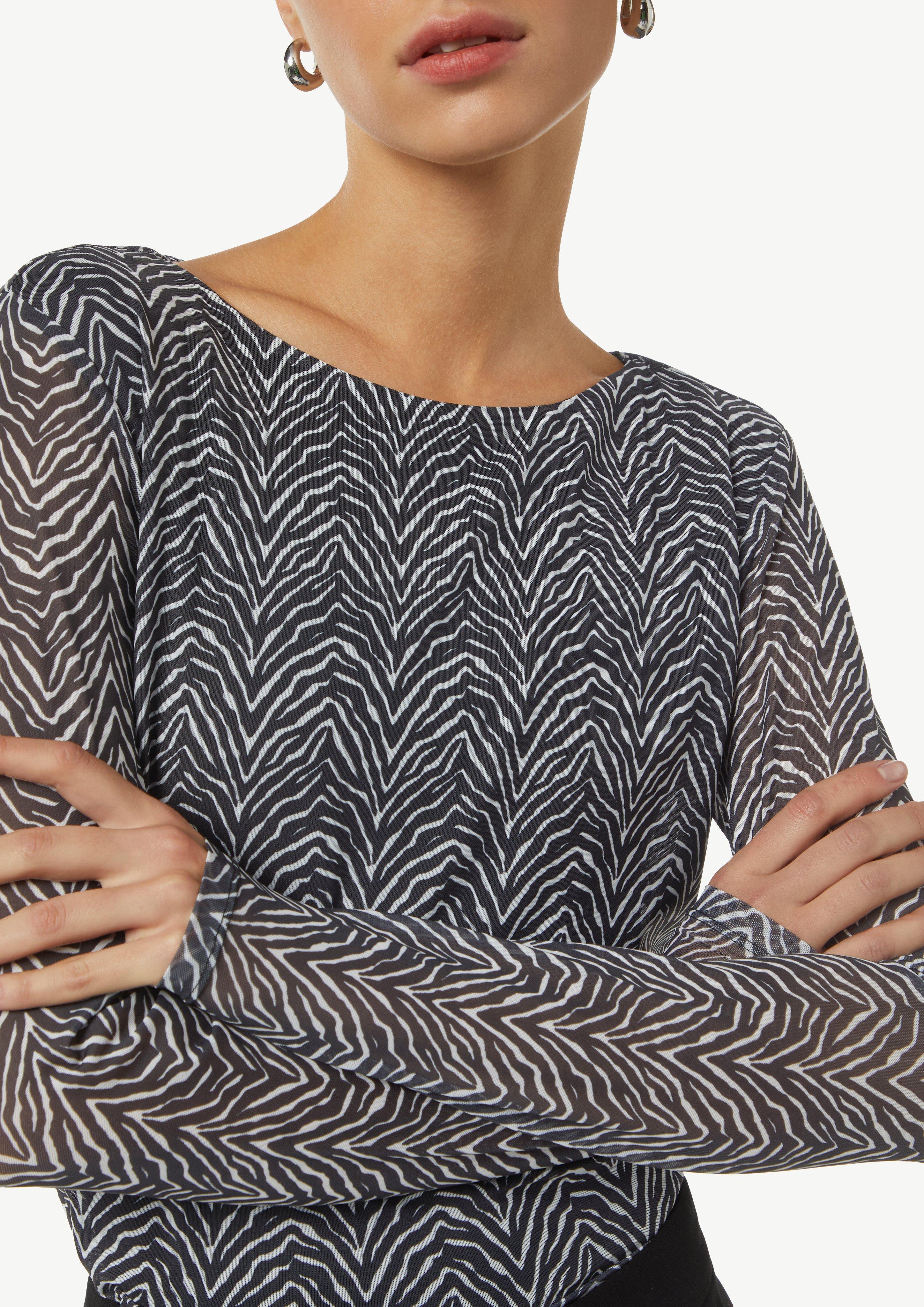 Mesh top with side gathers - black | Comma Mesh top with side gathers - black | Comma