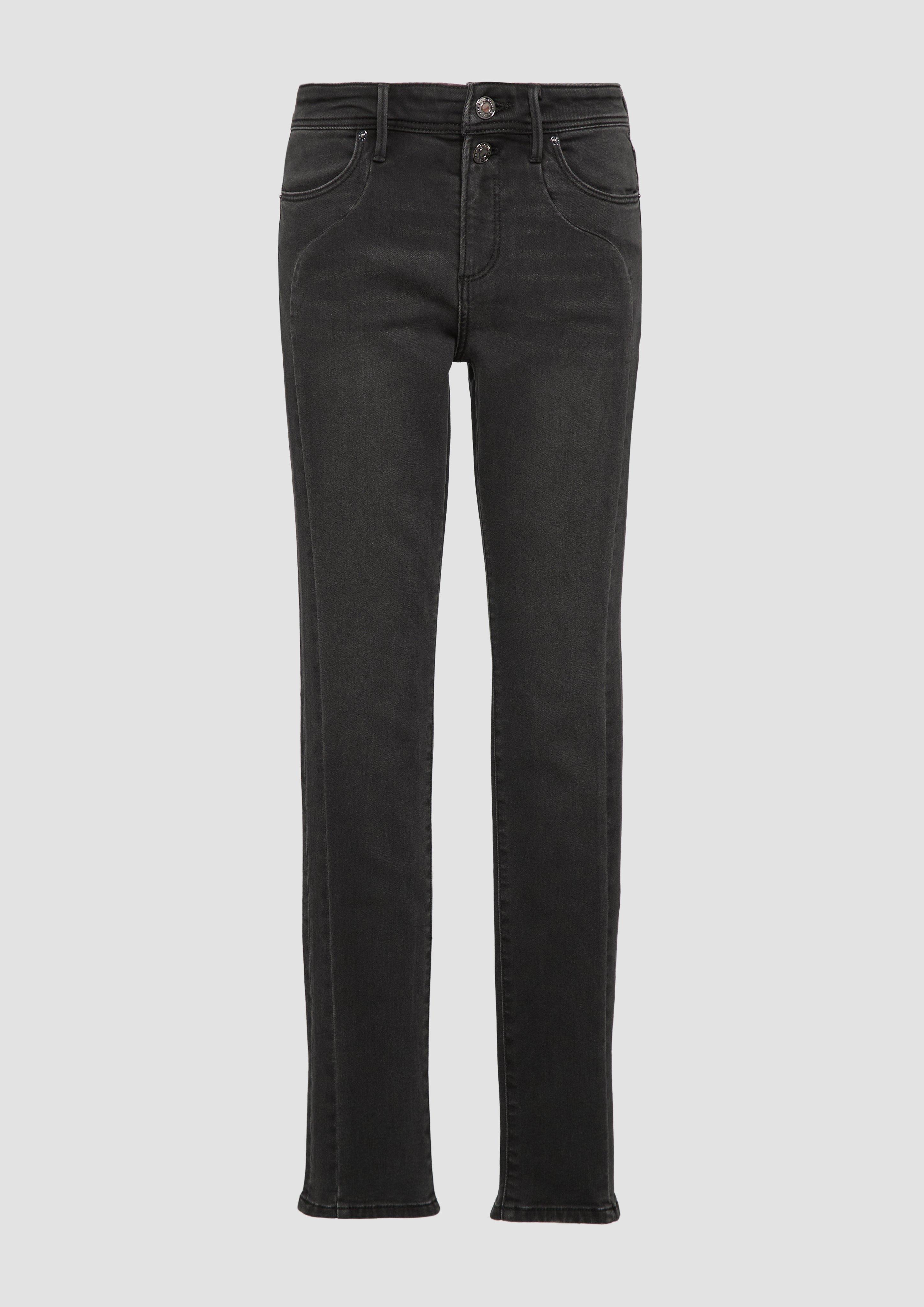 Thumbnail - s.Oliver - Jeans Betsy / Slim Fit / Mid Rise / Slim Leg / Ziernaht, Damen, grau