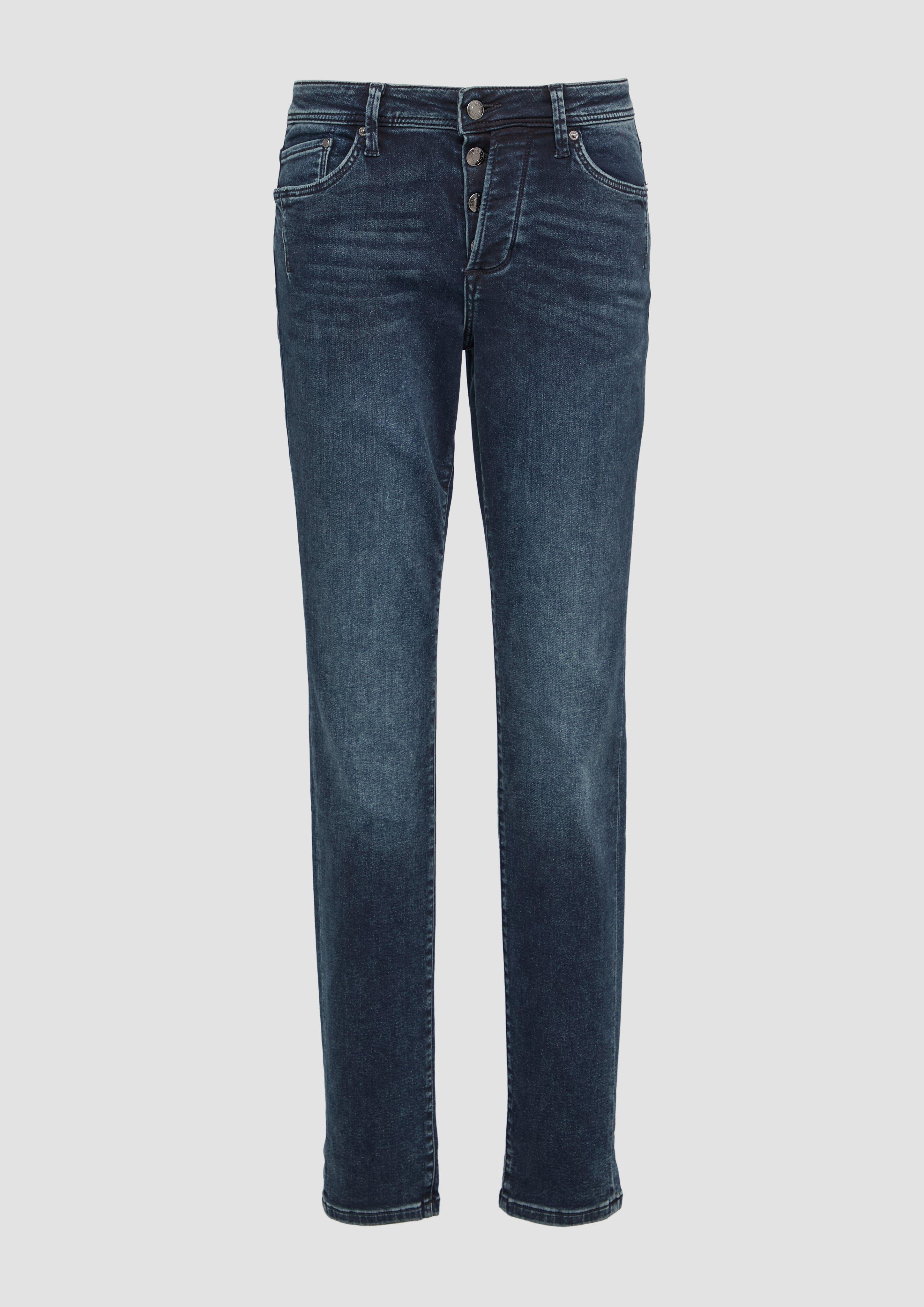 Thumbnail - s.Oliver - Jeans Betsy / Slim Fit / Mid Rise / Slim Leg / Knopfdetail, Damen, blau