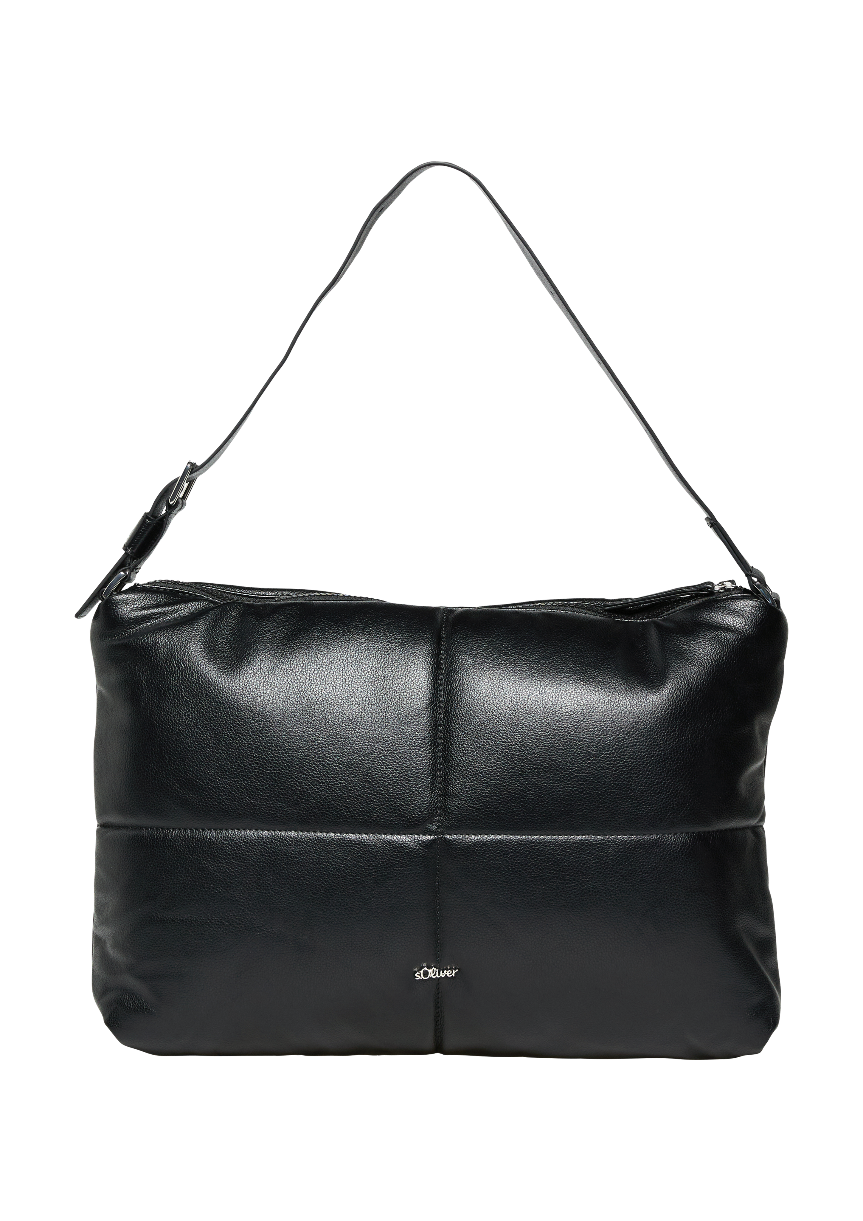 s.Oliver - Gesteppte Hobo-Bag in Glattleder-Optik, Damen, schwarz