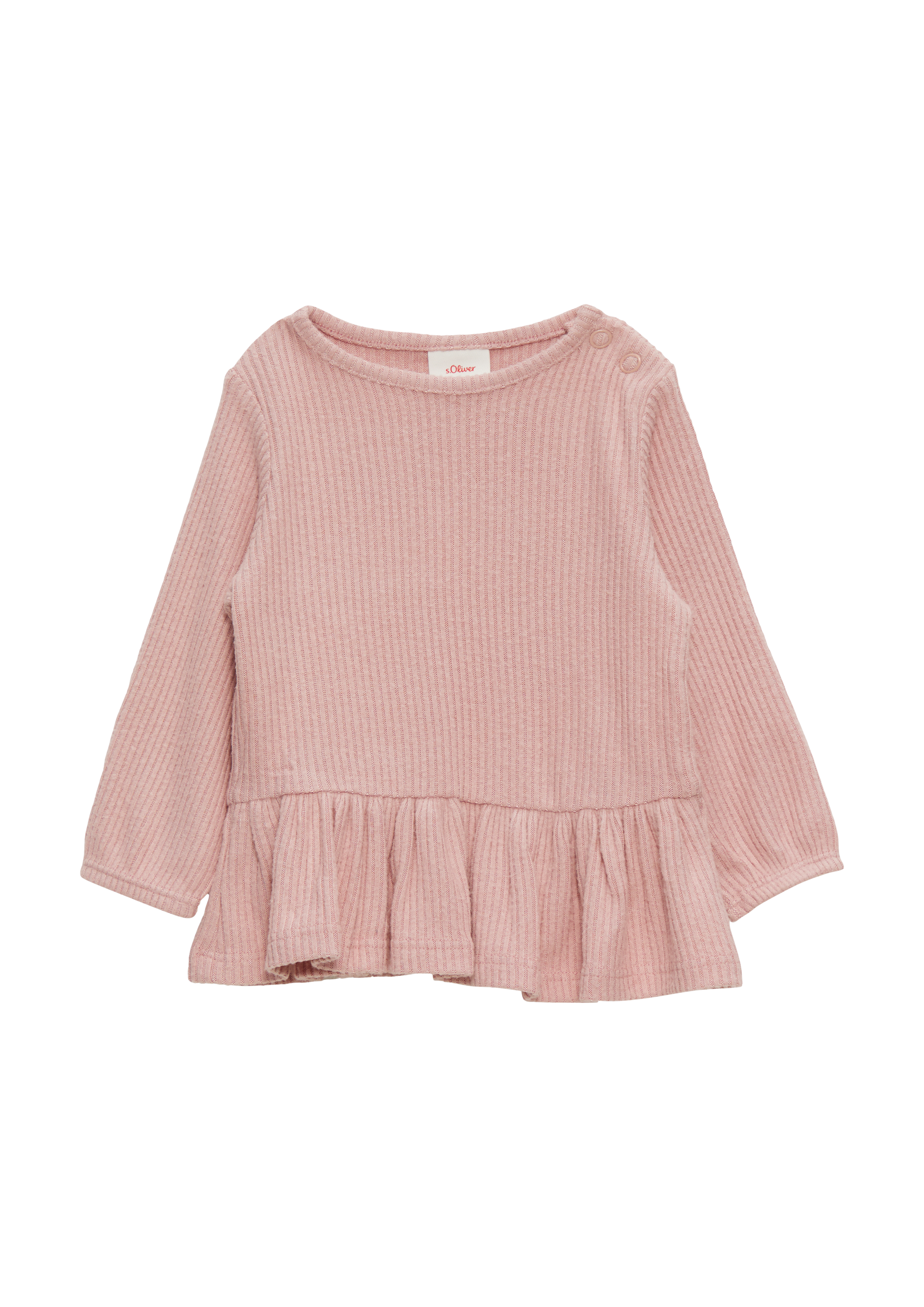 s.Oliver - Angerautes Langarmshirt mit Rippstruktur, Babys, Rosa