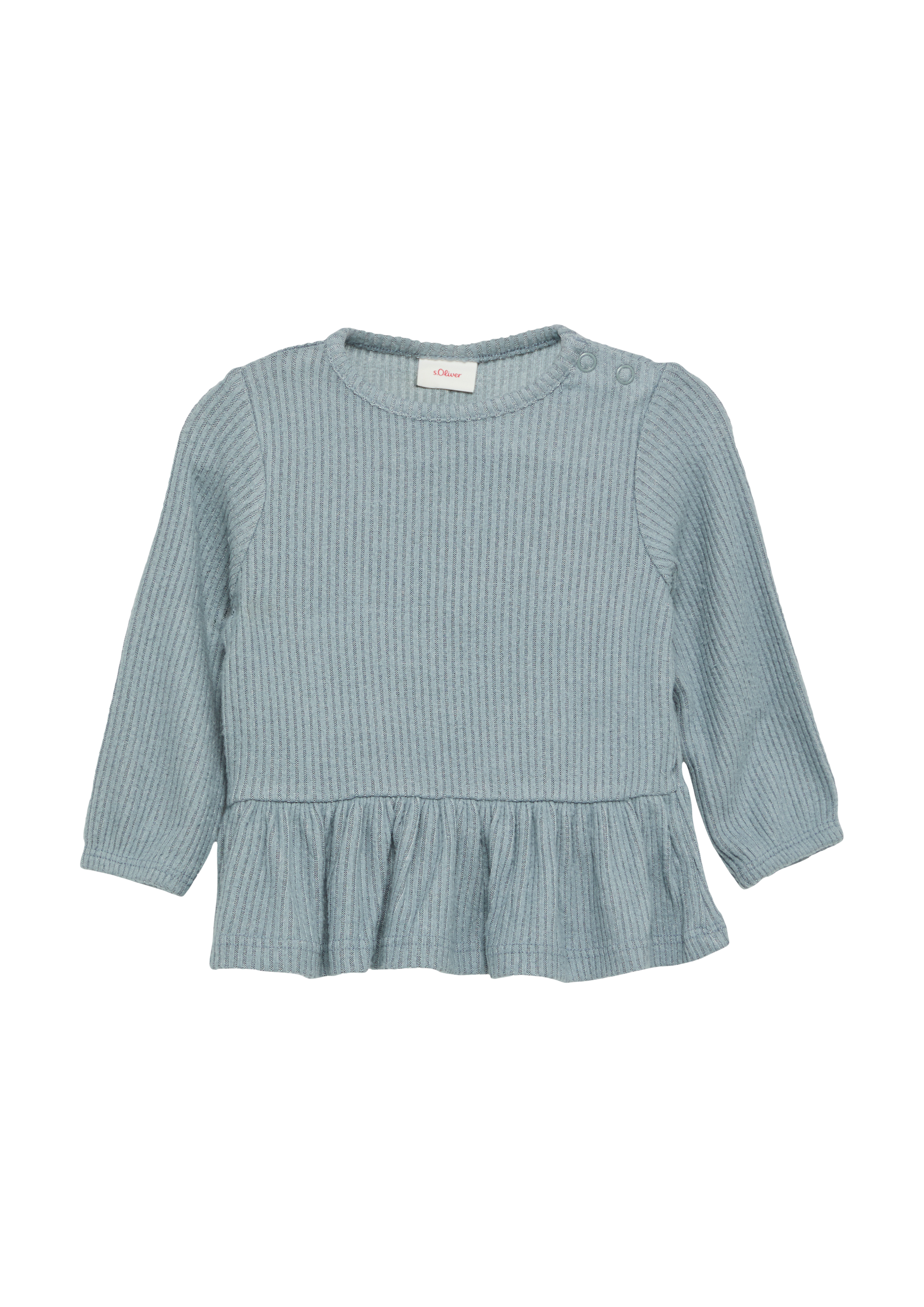 s.Oliver - Angerautes Langarmshirt mit Rippstruktur, Babys, blau