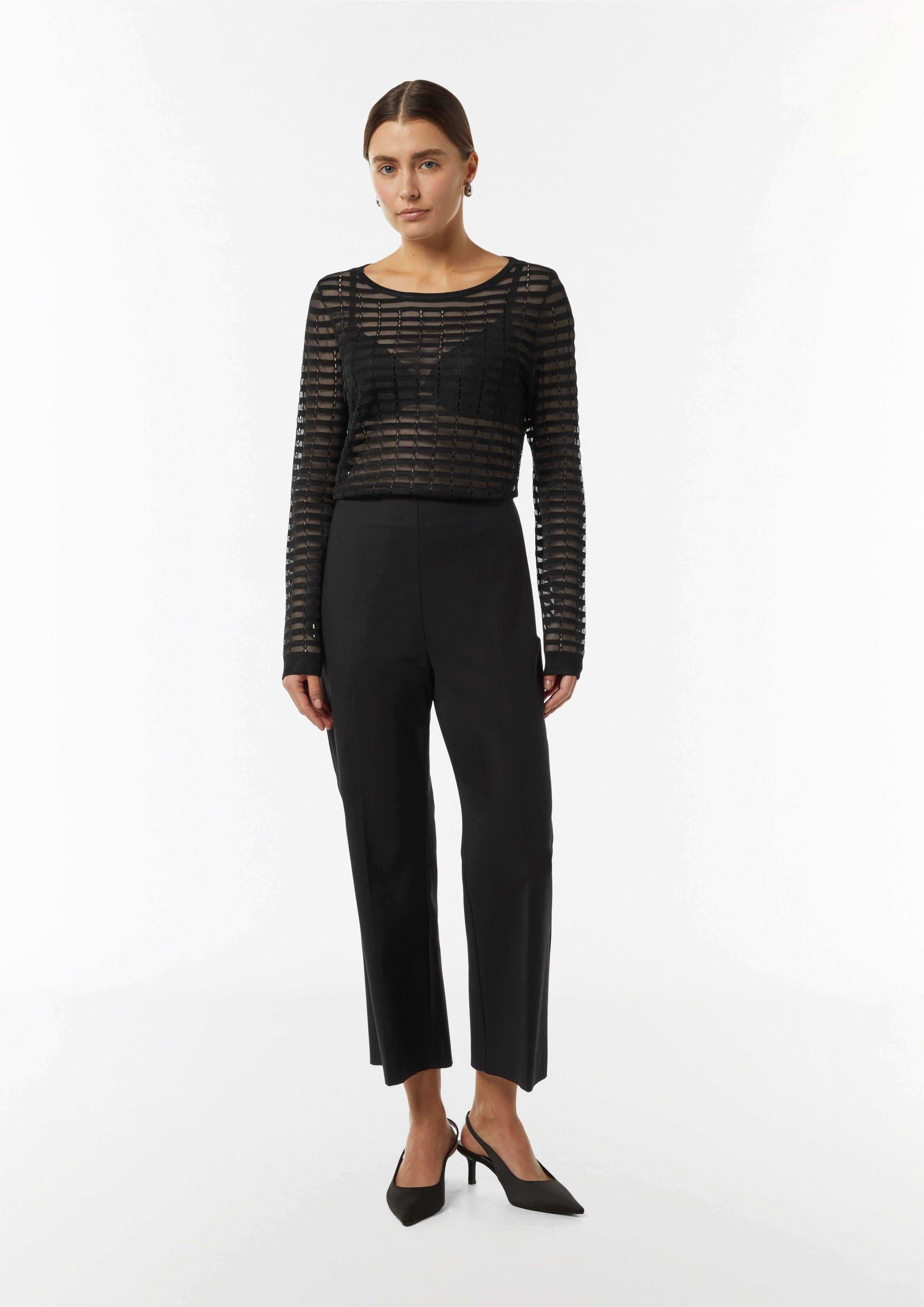 Feiner Strickpullover mit Transparenz-Effekt - schwarz | Comma