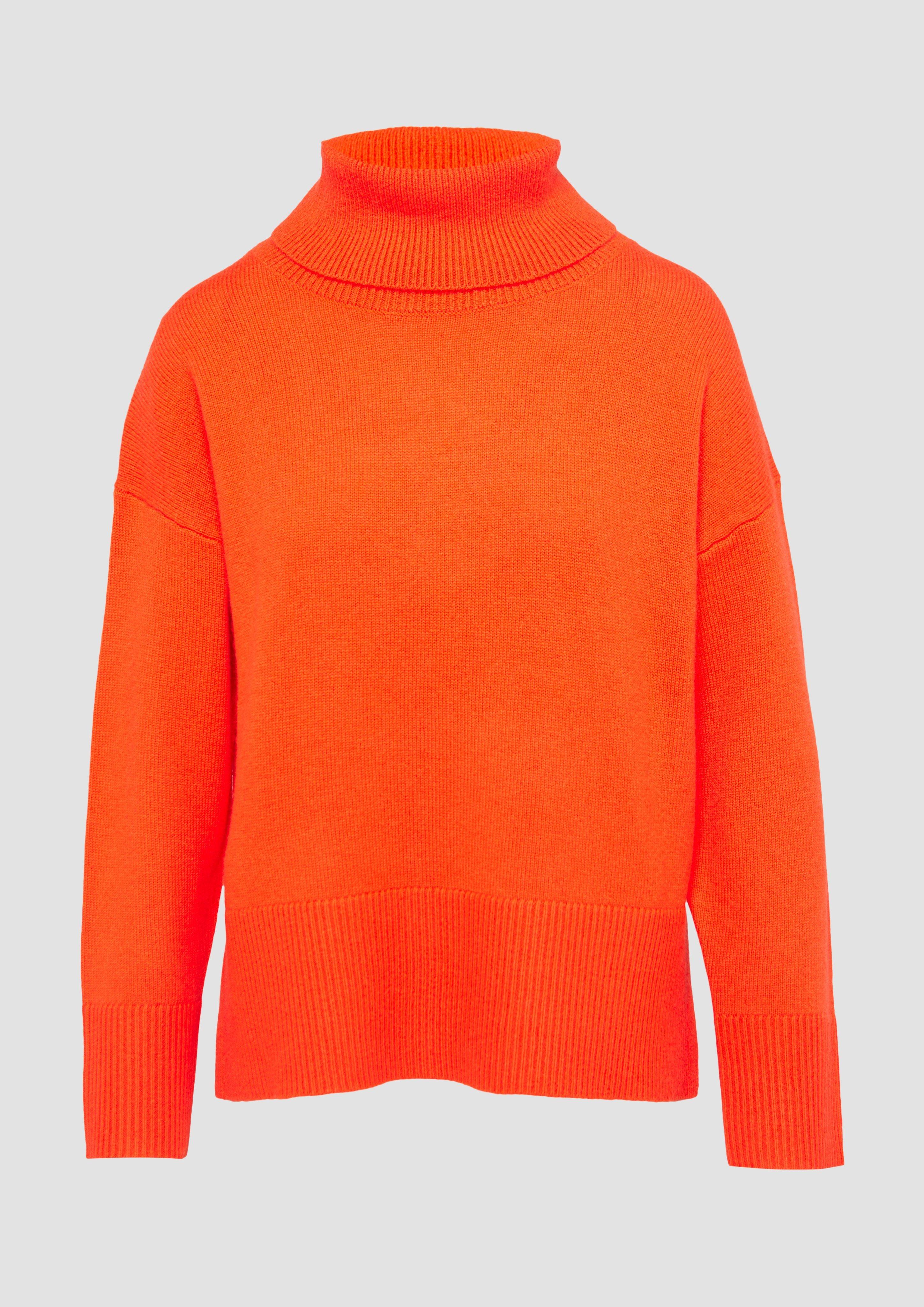 s.Oliver - Lockerer Rollkragenpullover aus Kaschmirmix, Damen, Orange