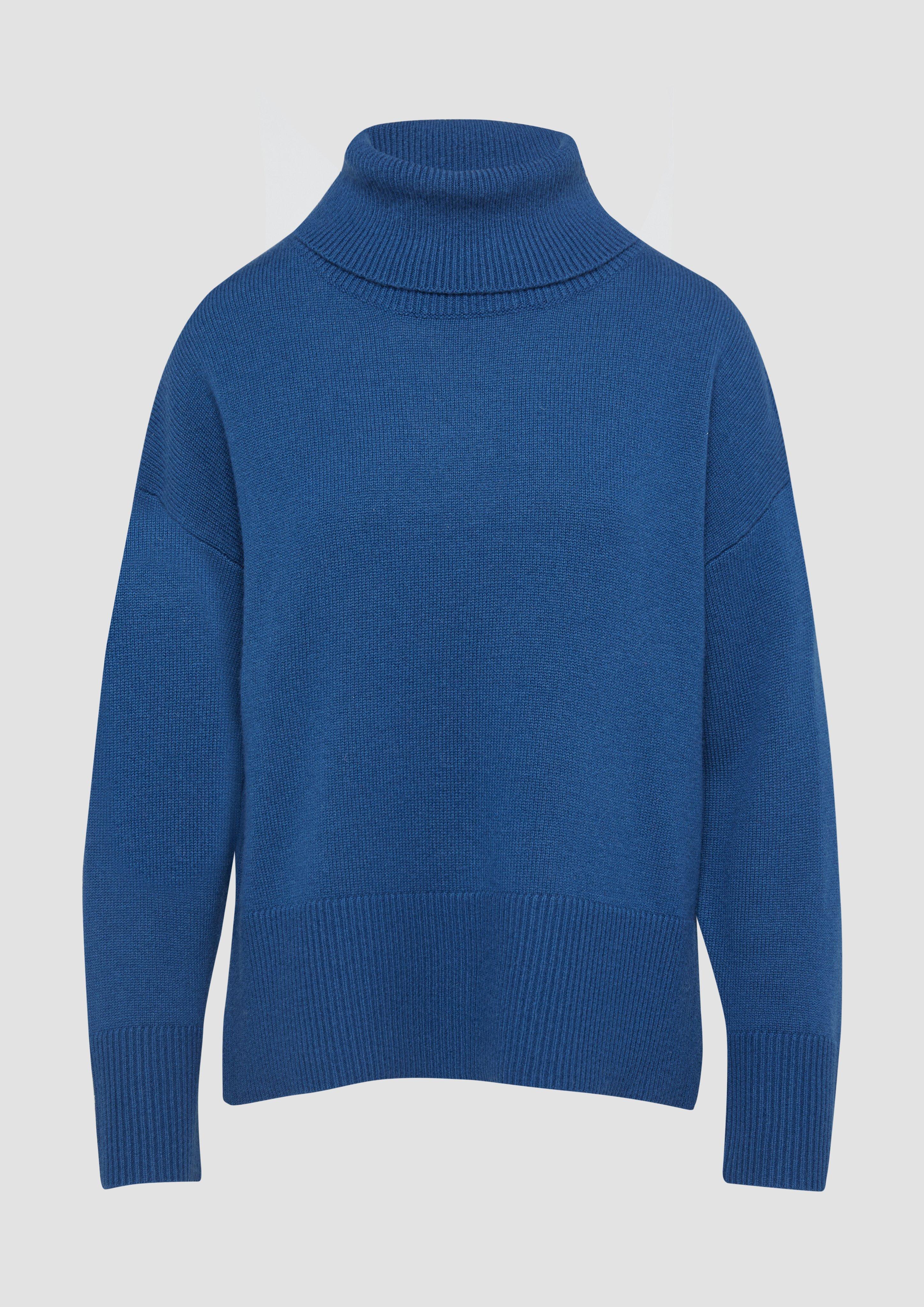 s.Oliver - Lockerer Rollkragenpullover aus Kaschmirmix, Damen, blau