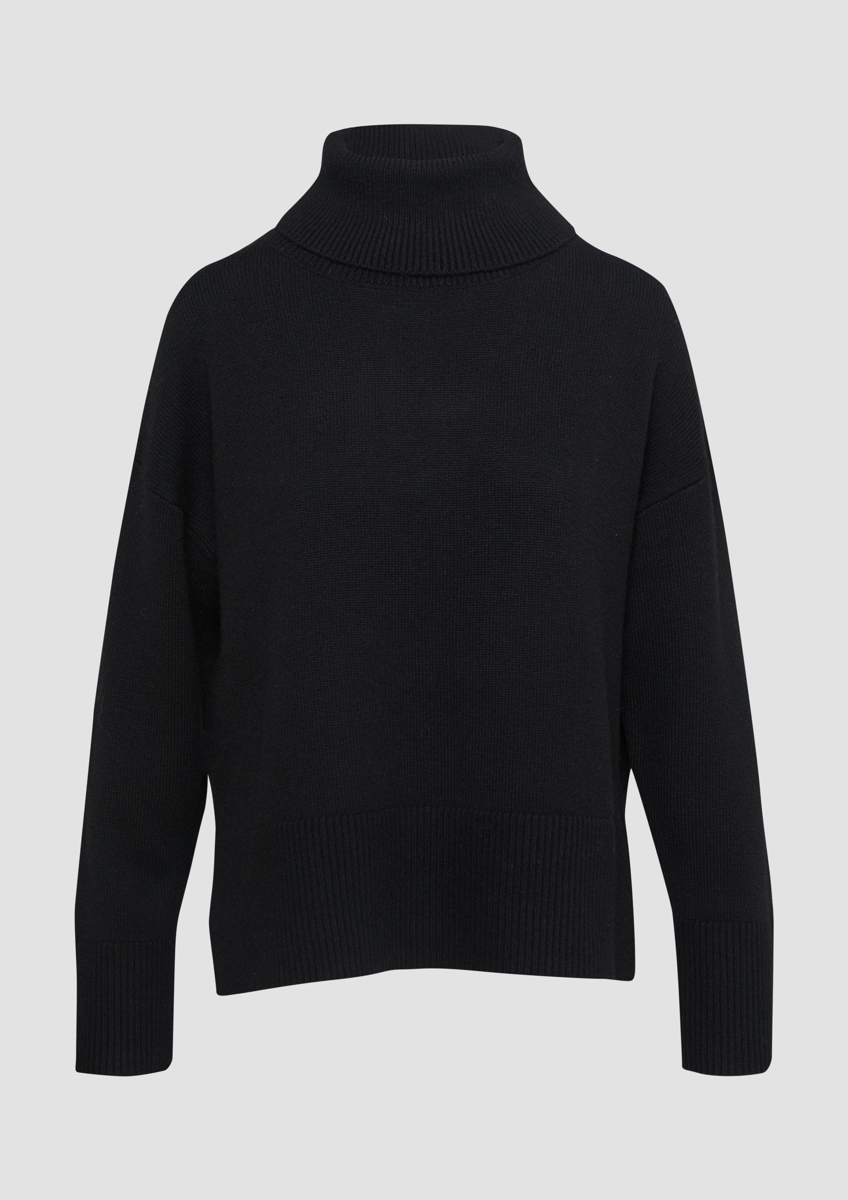 s.Oliver - Lockerer Rollkragenpullover aus Kaschmirmix, Damen, schwarz