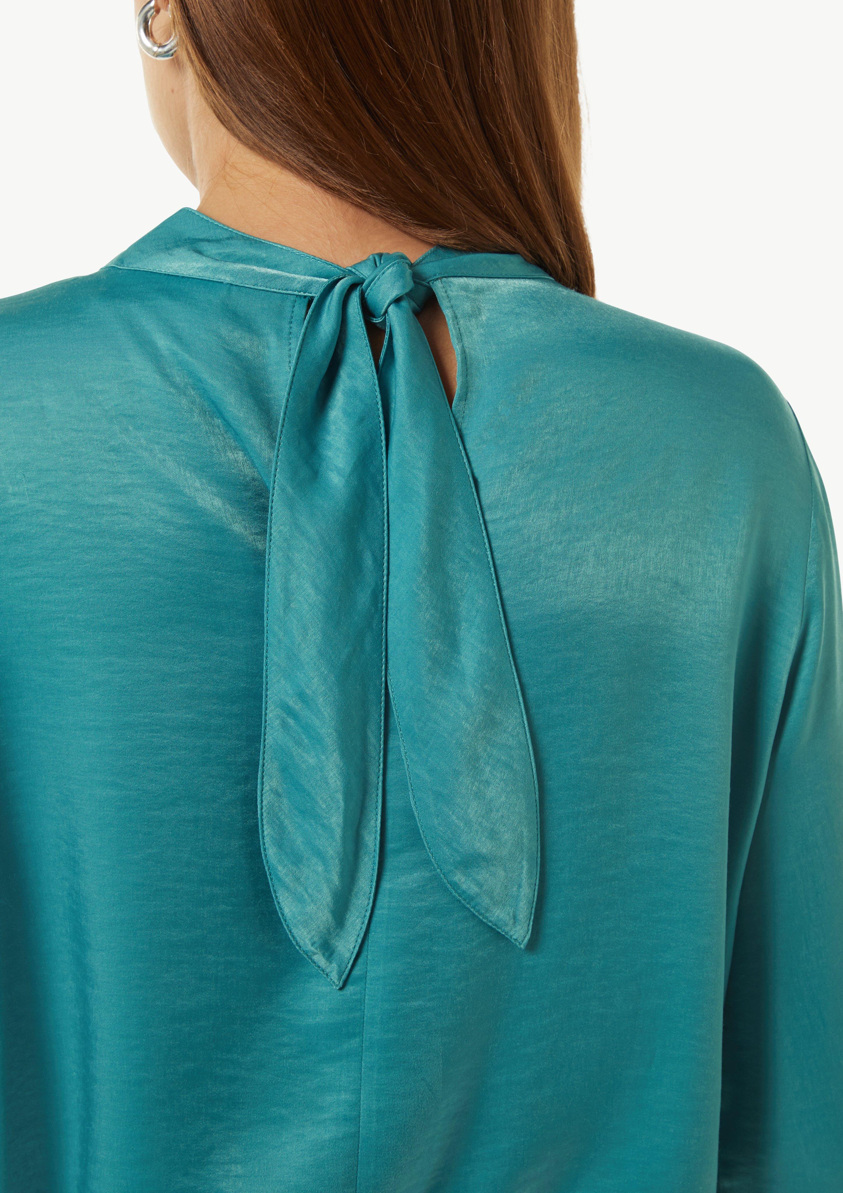 Sheer jacquard blouse with a zip neckline - mint | Comma Sheer jacquard blouse with a zip neckline - mint | Comma