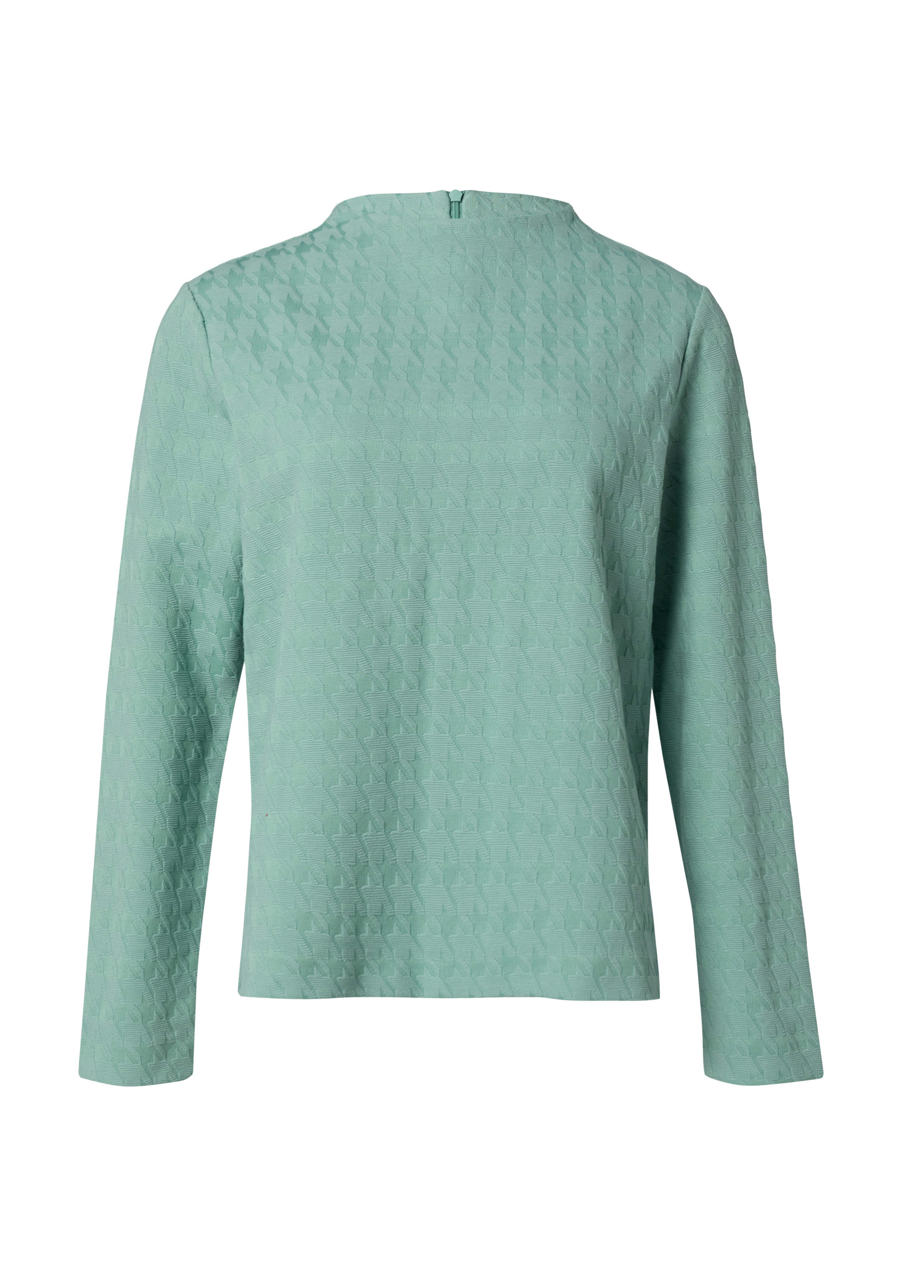 Jersey top with a houndstooth pattern and a stand-up collar