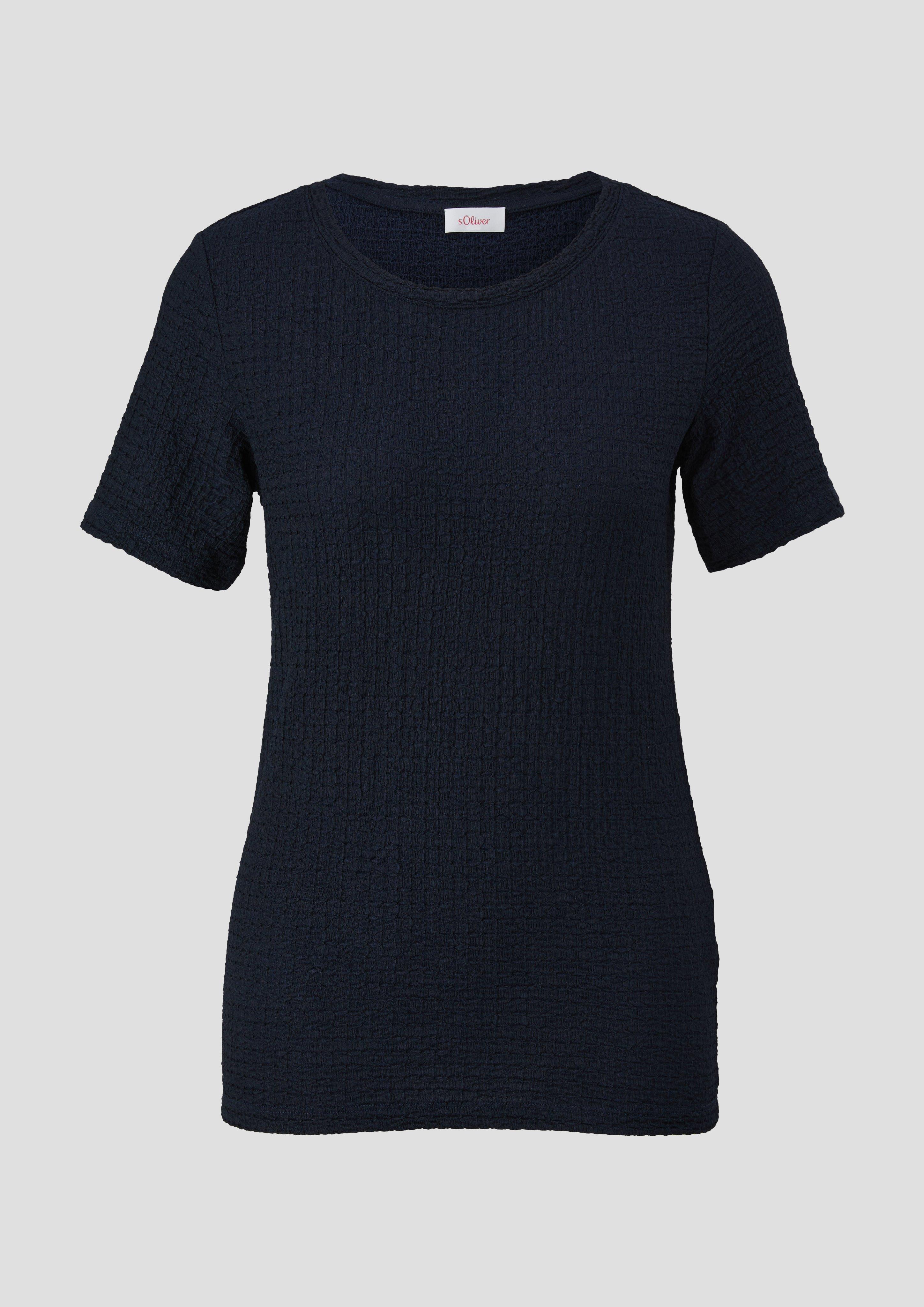 s.Oliver - T-Shirt aus Struktur-Jersey, Damen, blau