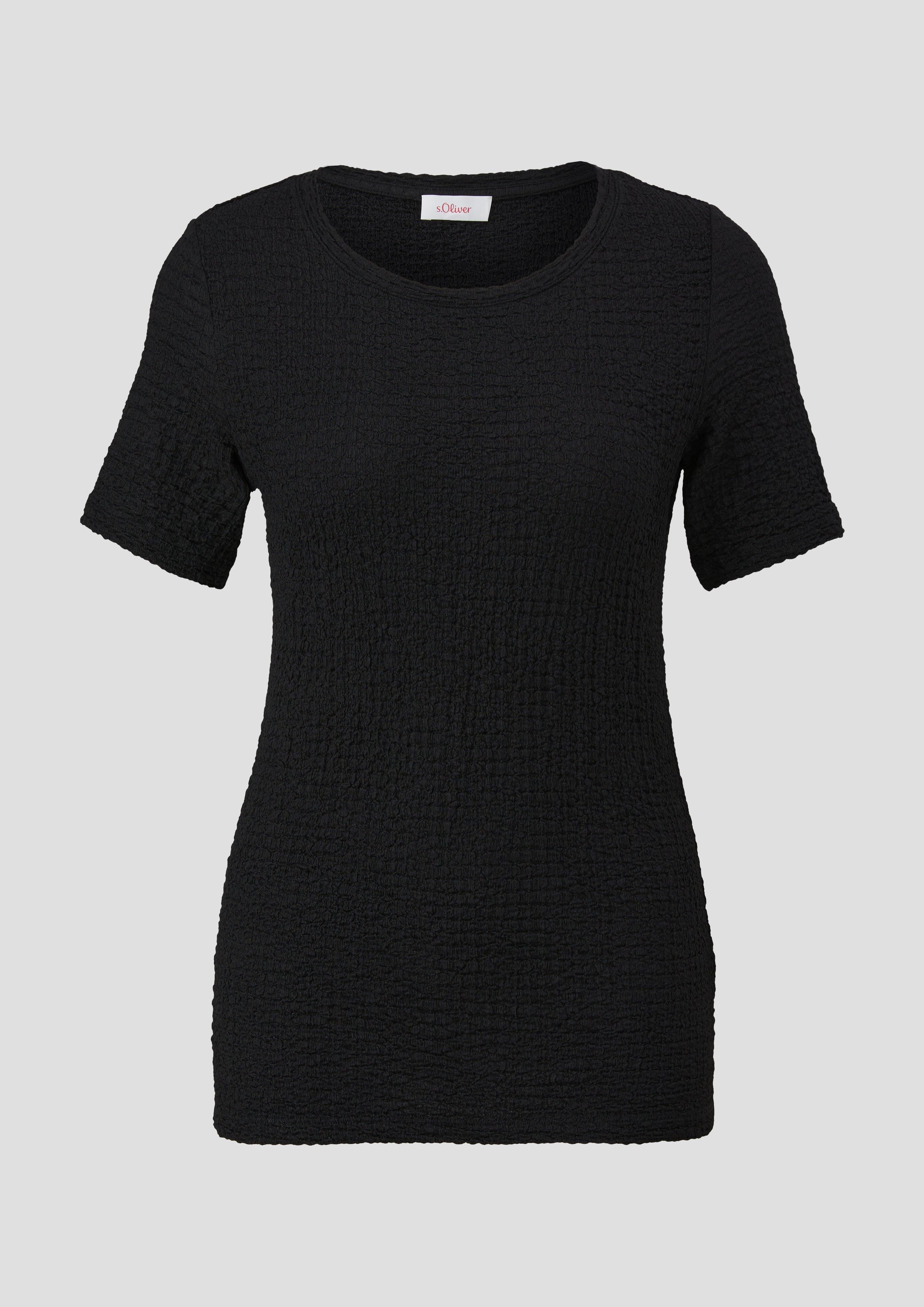 s.Oliver - T-Shirt aus Struktur-Jersey, Damen, schwarz