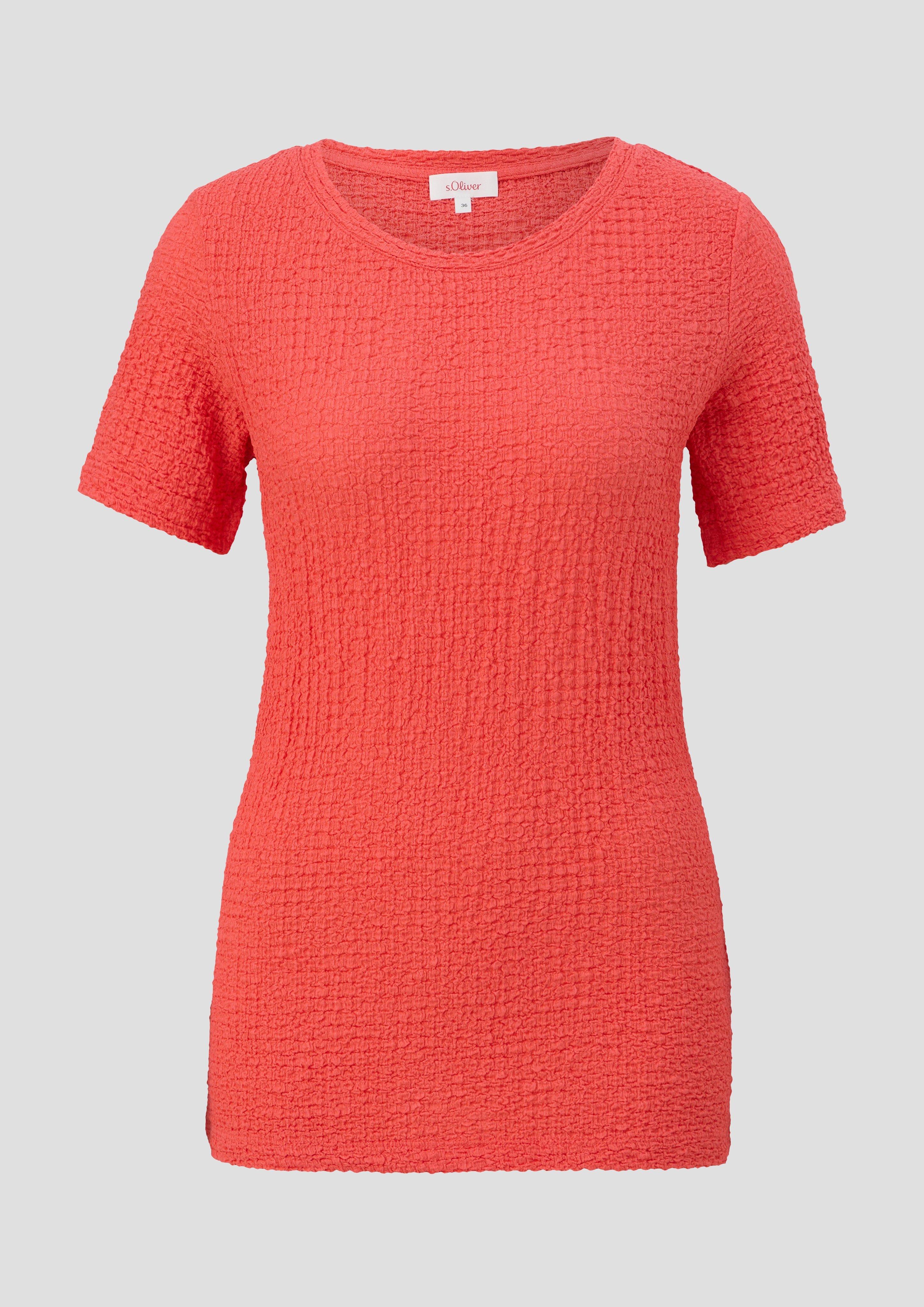 s.Oliver - T-Shirt aus Strukturjersey, Damen, Orange