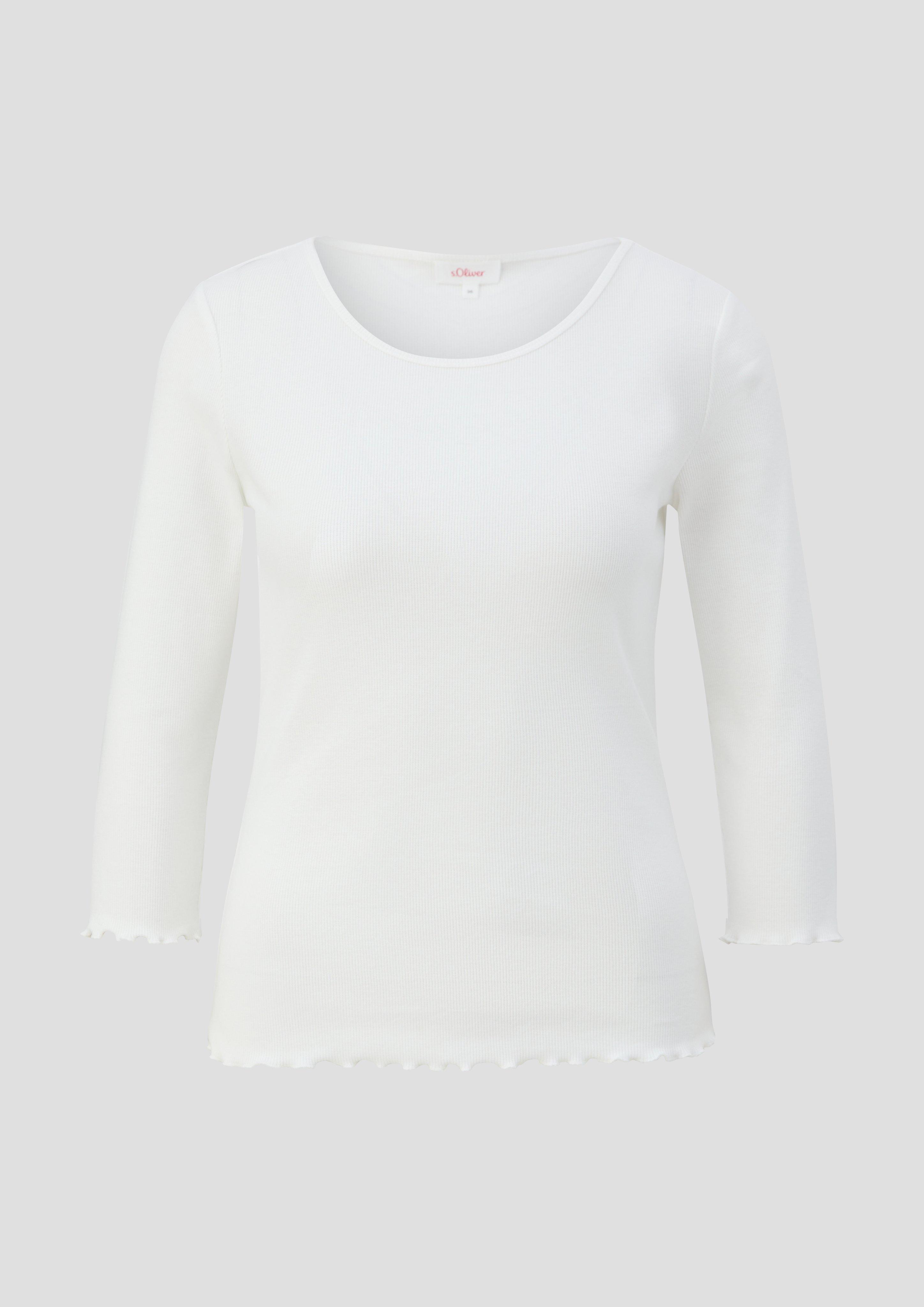 s.Oliver - 3/4-Ärmel-Shirt mit Rollsaum, Damen, creme