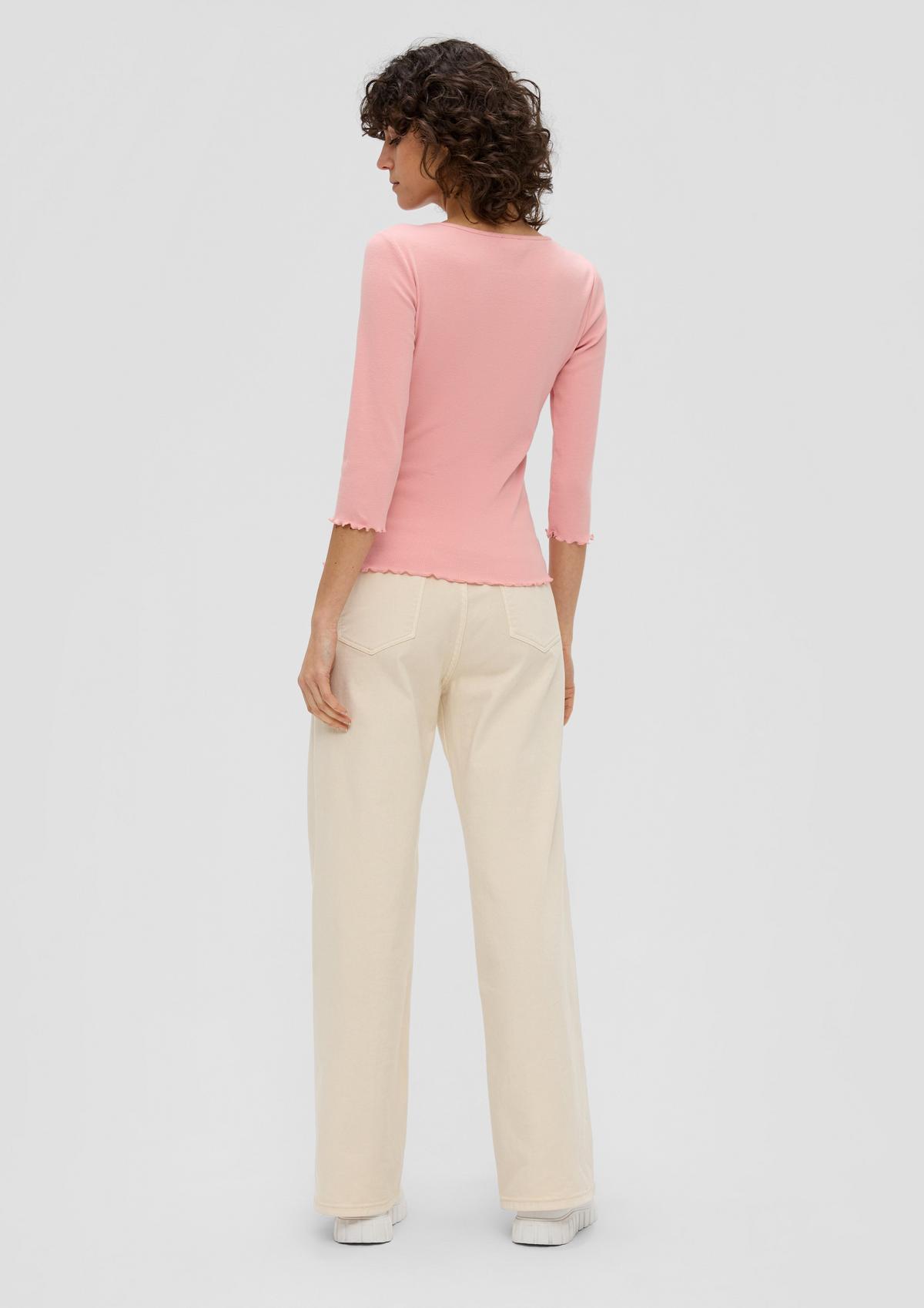 s.Oliver 3/4-length sleeve top with a rolled hem