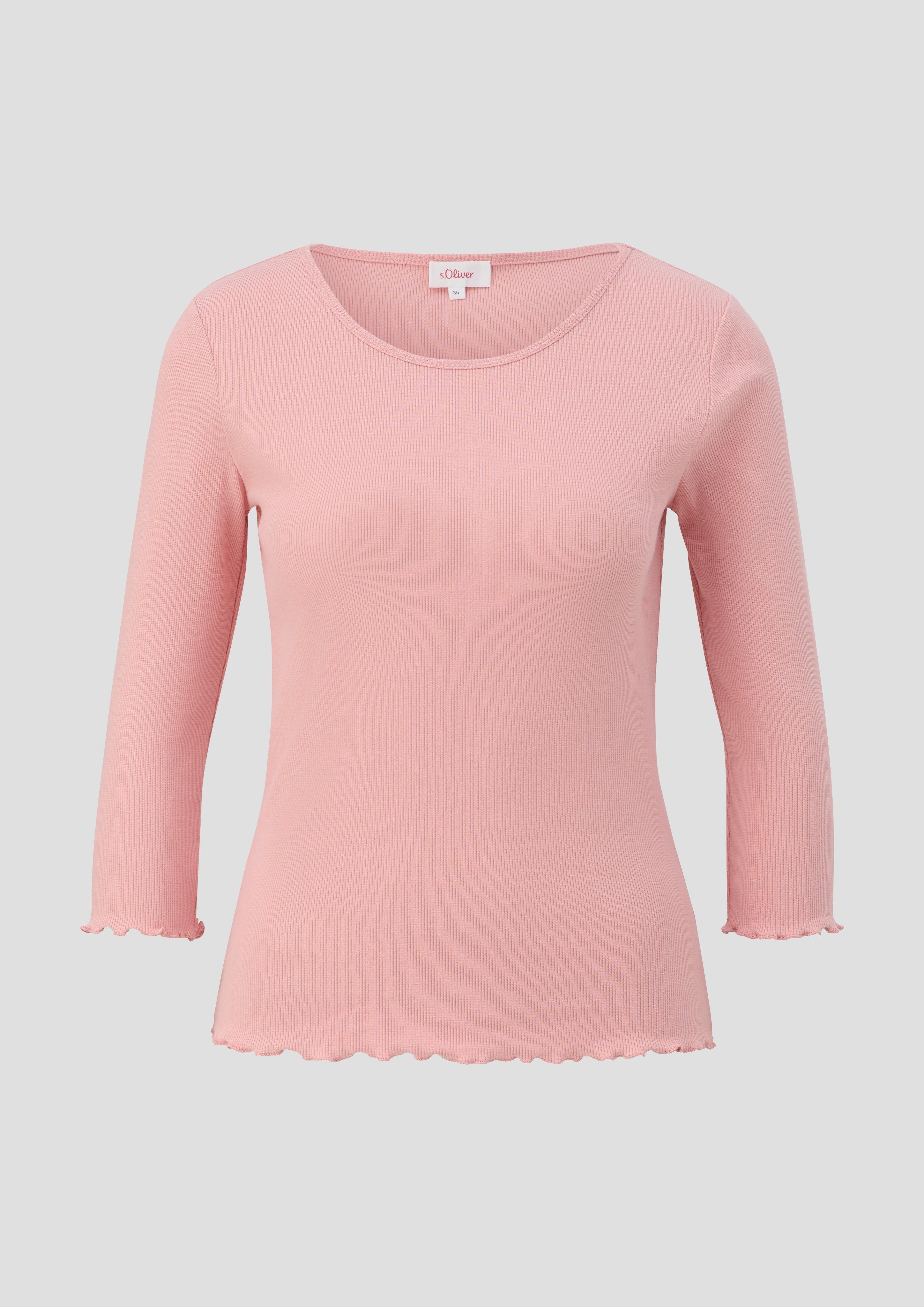 s.Oliver - 3/4-Ärmel-Shirt mit Rollsaum, Damen, Rosa