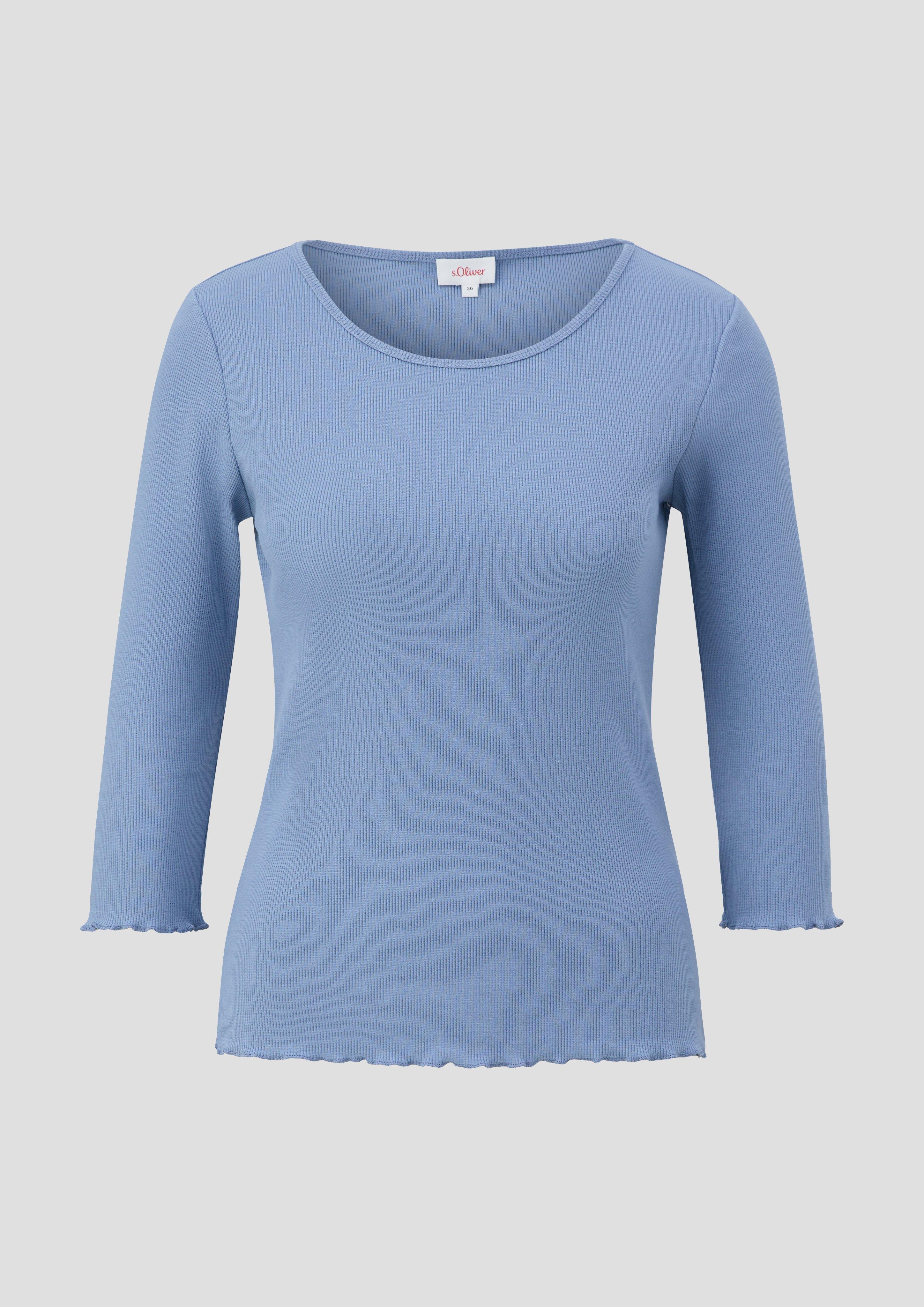 s.Oliver - 3/4-Ärmel-Shirt mit Rollsaum, Damen, blau