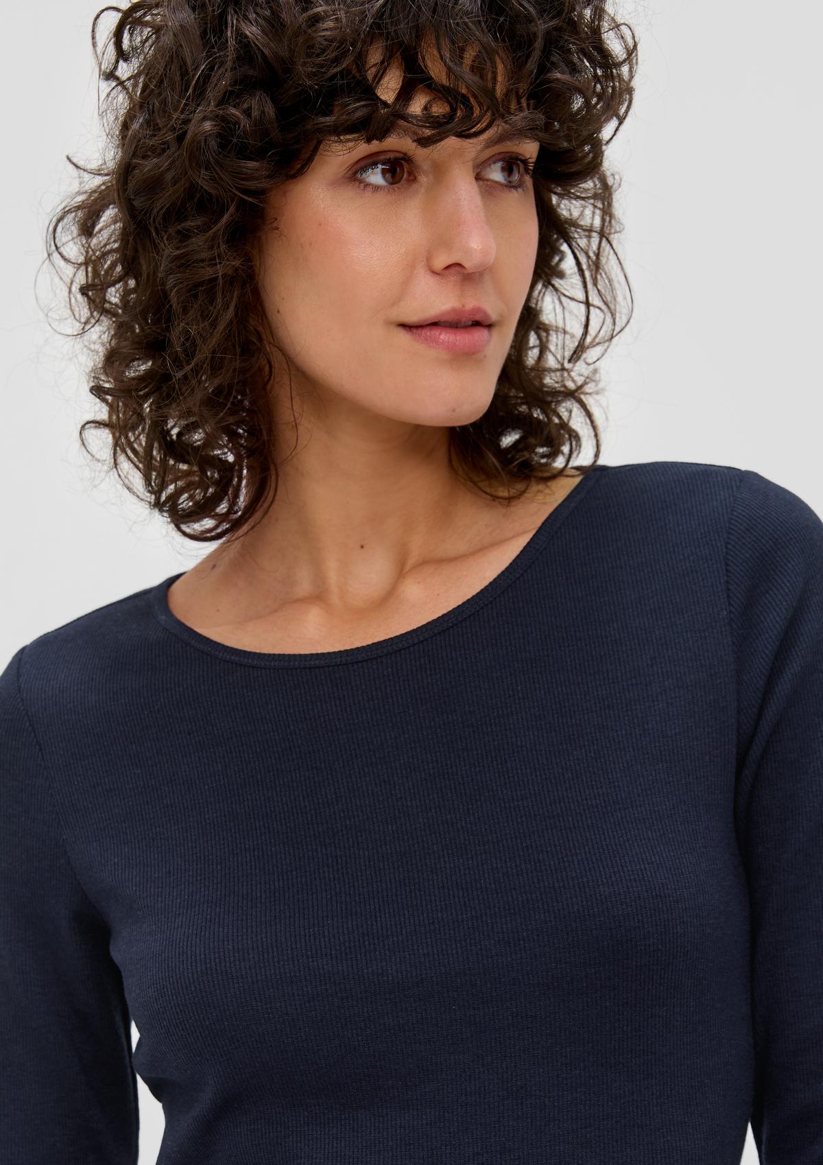 s.Oliver 3/4-length sleeve top with a rolled hem
