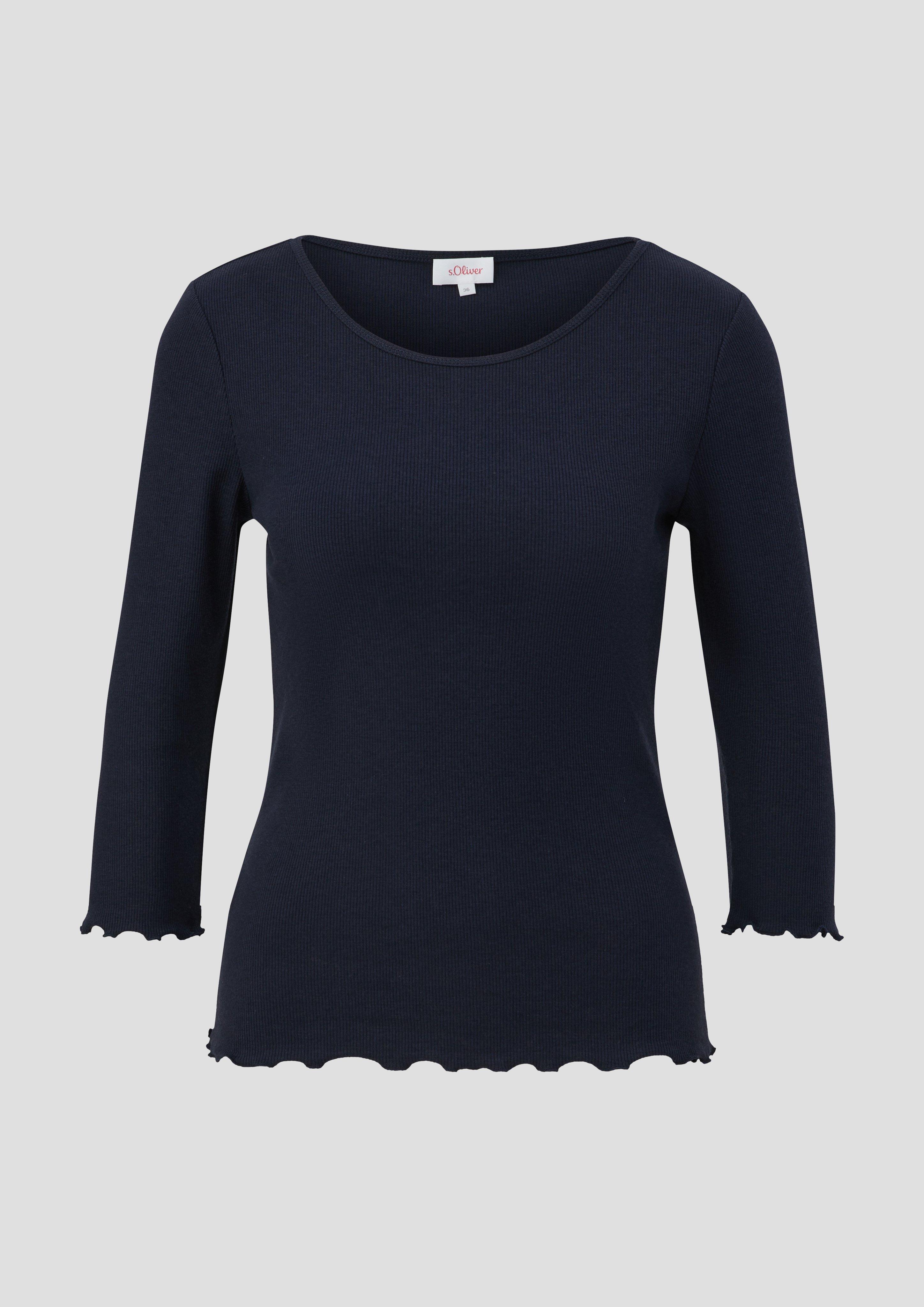 s.Oliver - 3/4-Ärmel-Shirt mit Rollsaum, Damen, blau