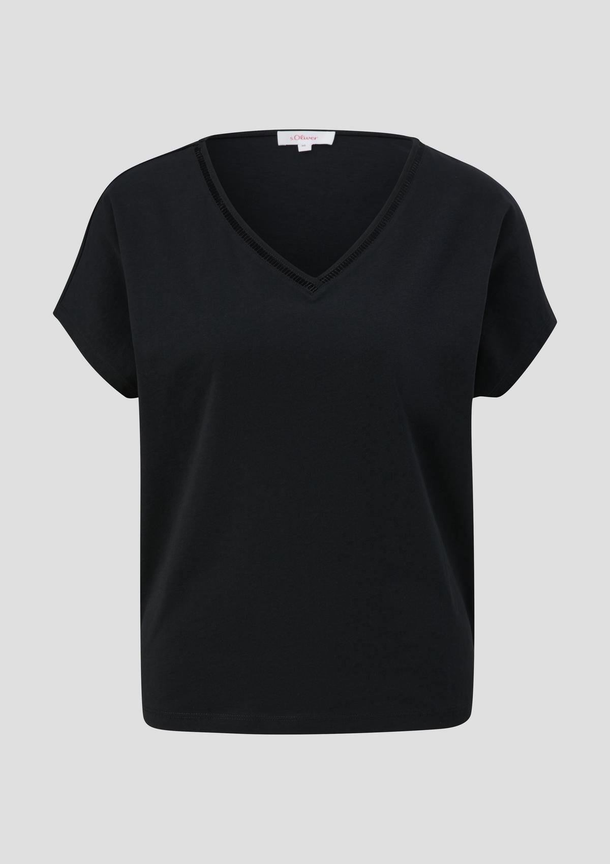 s.Oliver T-shirt en coton orné de détails en dentelle