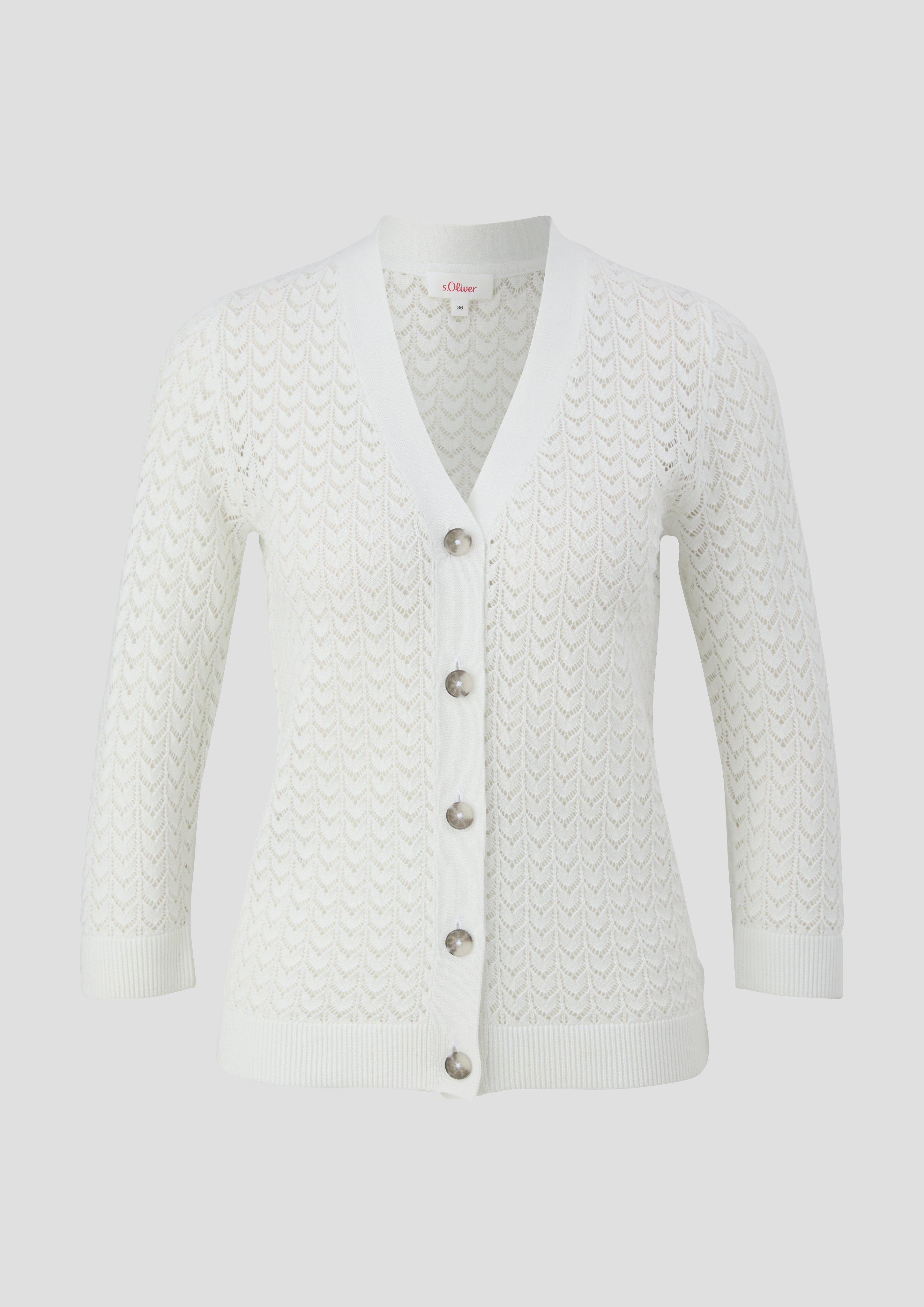 s.Oliver - Strickjacke aus Baumwolle, Damen, creme