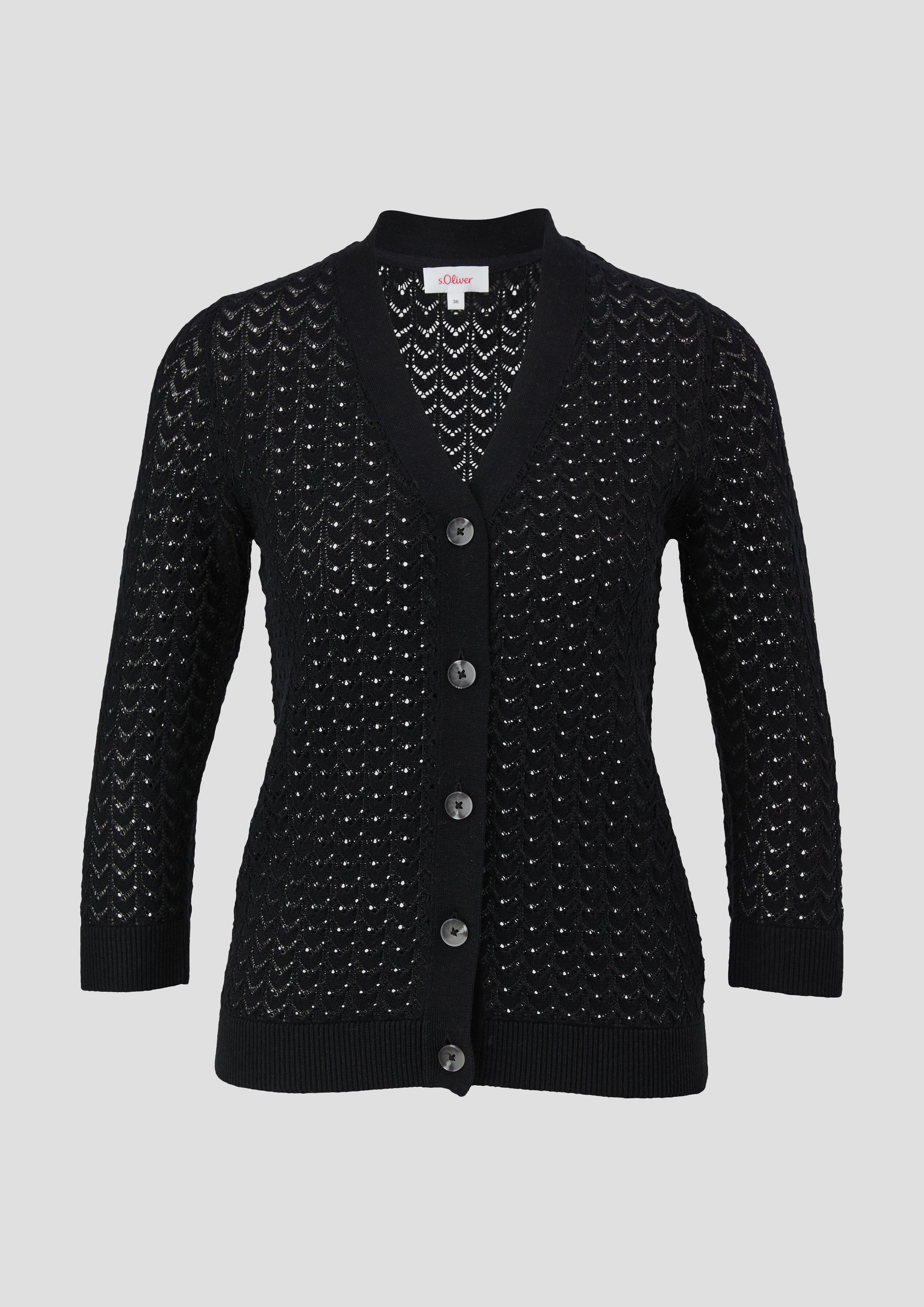 s.Oliver - Strickjacke aus Baumwolle, Damen, schwarz