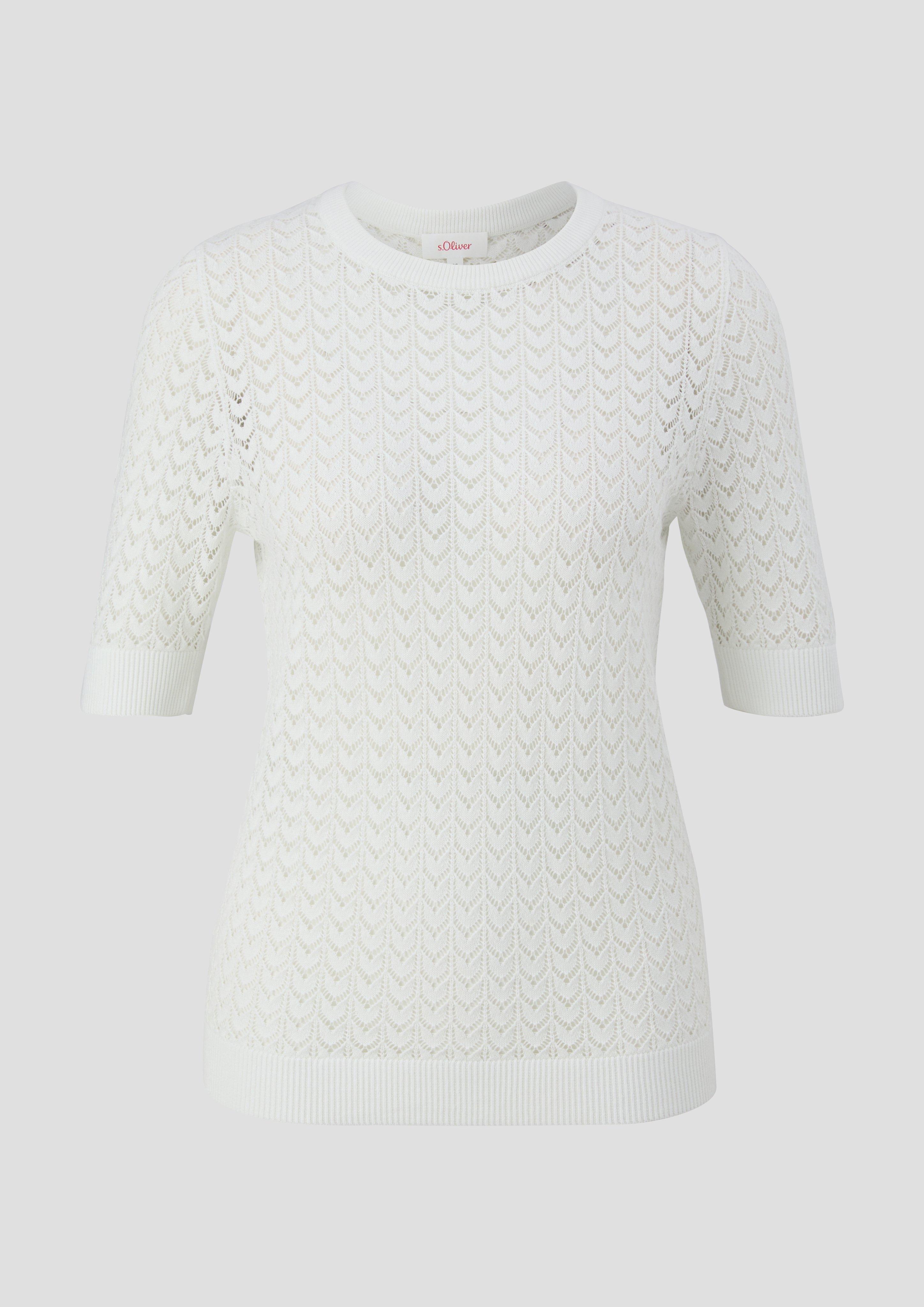 s.Oliver - Stricktop im Slim Fit, Damen, creme