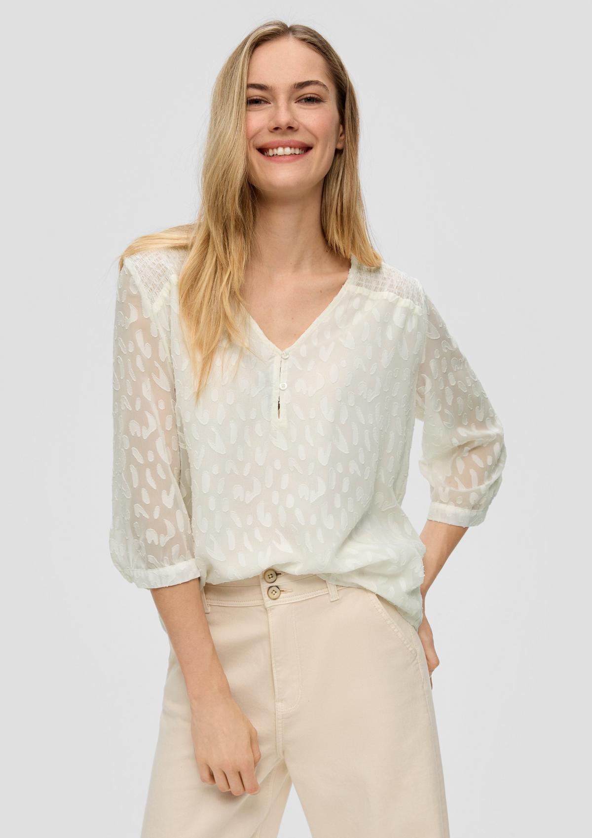 Chiffon blouse met gesmokt detail
