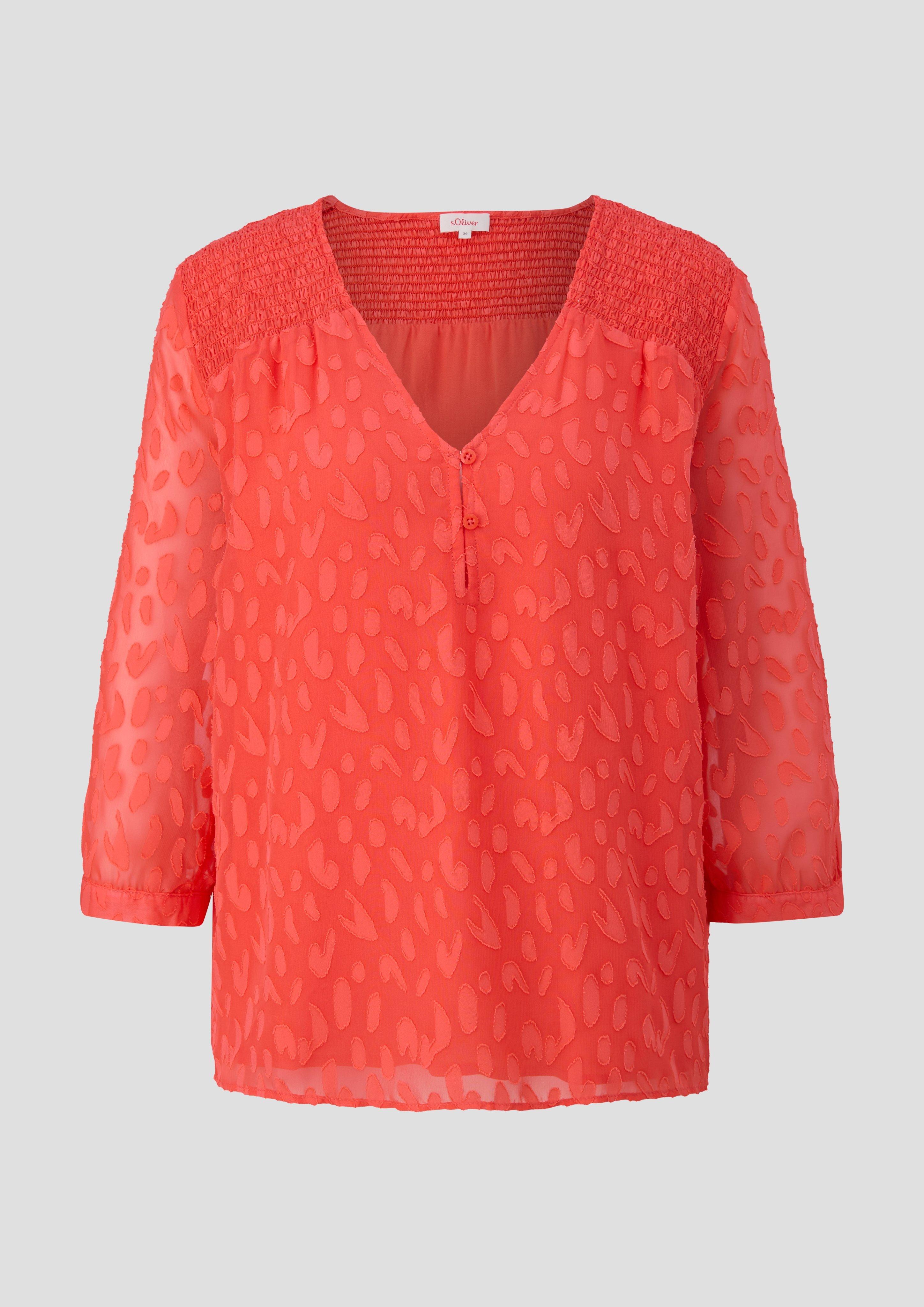 s.Oliver - Chiffonbluse mit Smok-Detail, Damen, Orange