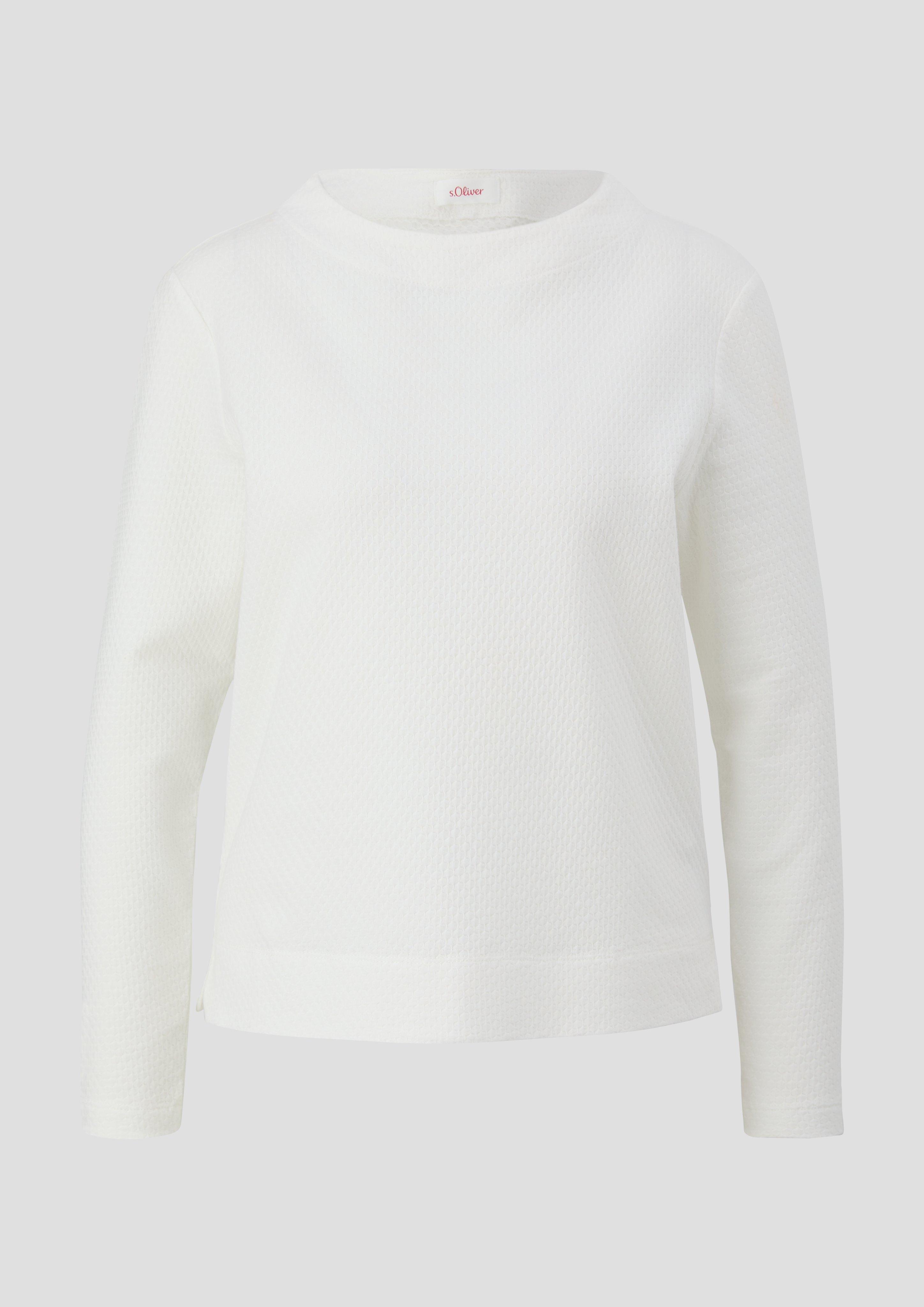 s.Oliver - Sweatshirt mit Dobby-Struktur, Damen, creme