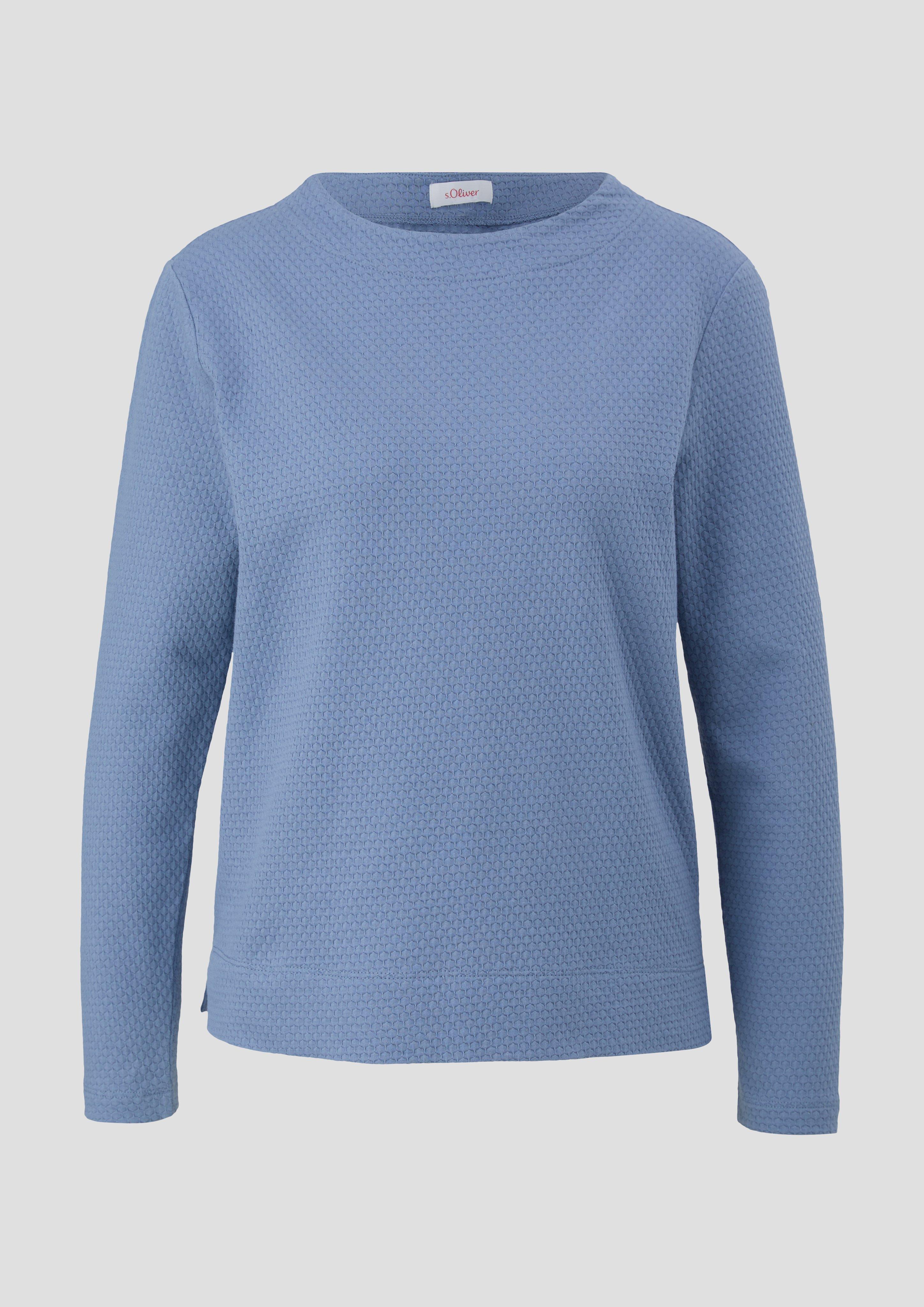 s.Oliver - Sweatshirt mit Dobby-Struktur, Damen, blau