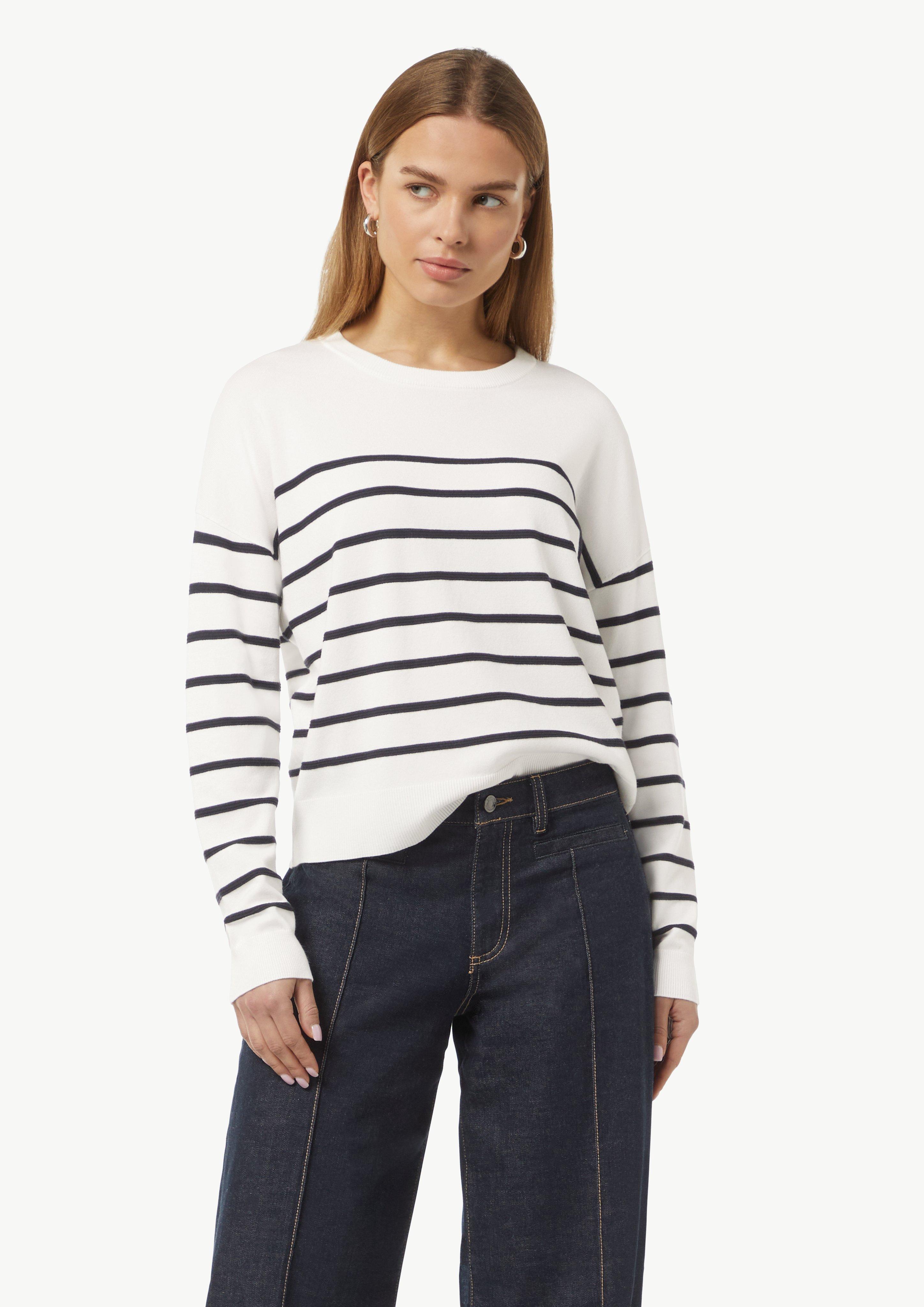 Knitted jumper with textured stripes - white | Comma Knitted jumper with textured stripes - white | Comma