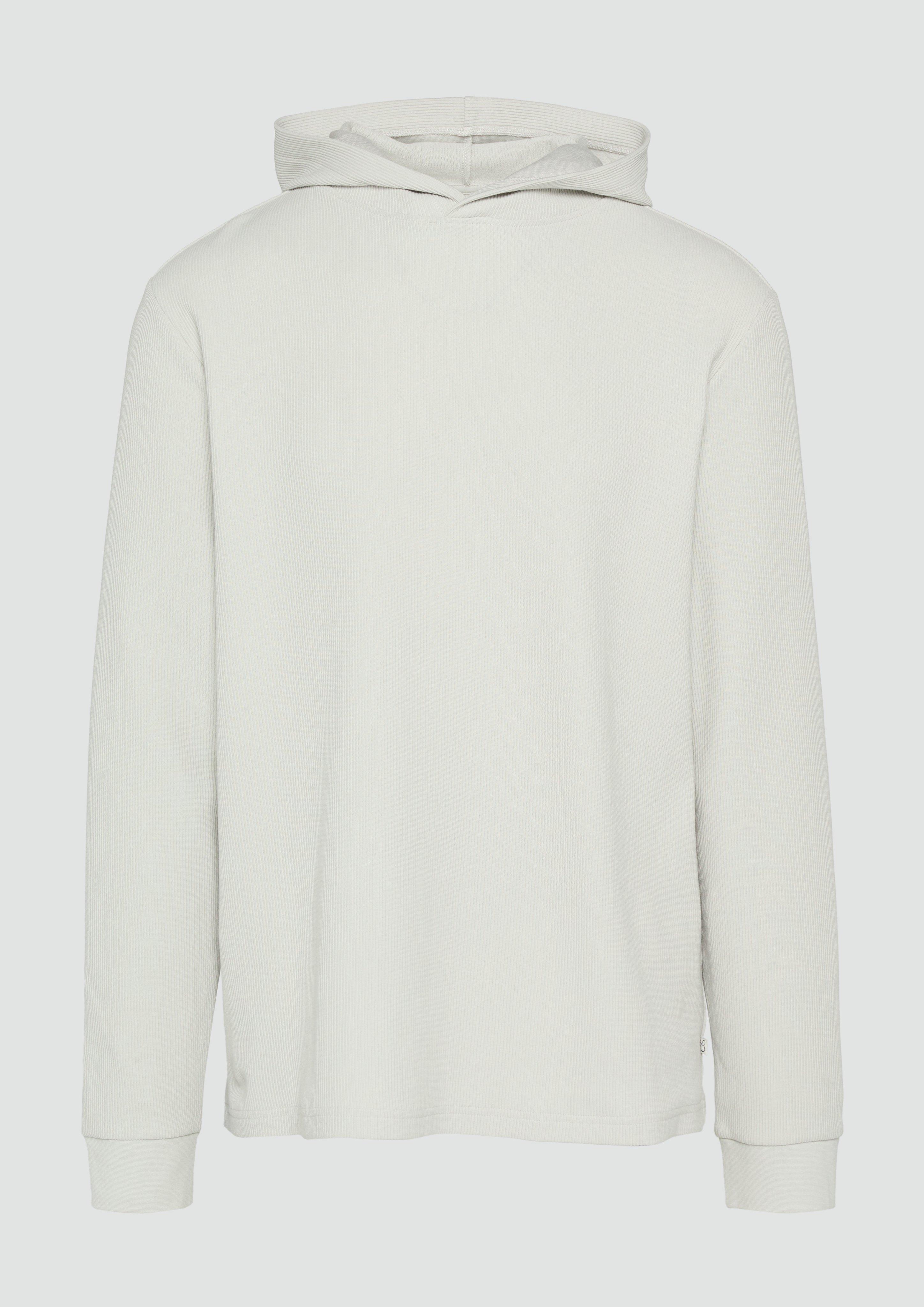 Thumbnail - QS - Longsleeve mit Kapuze und Rippstruktur, Herren, grau