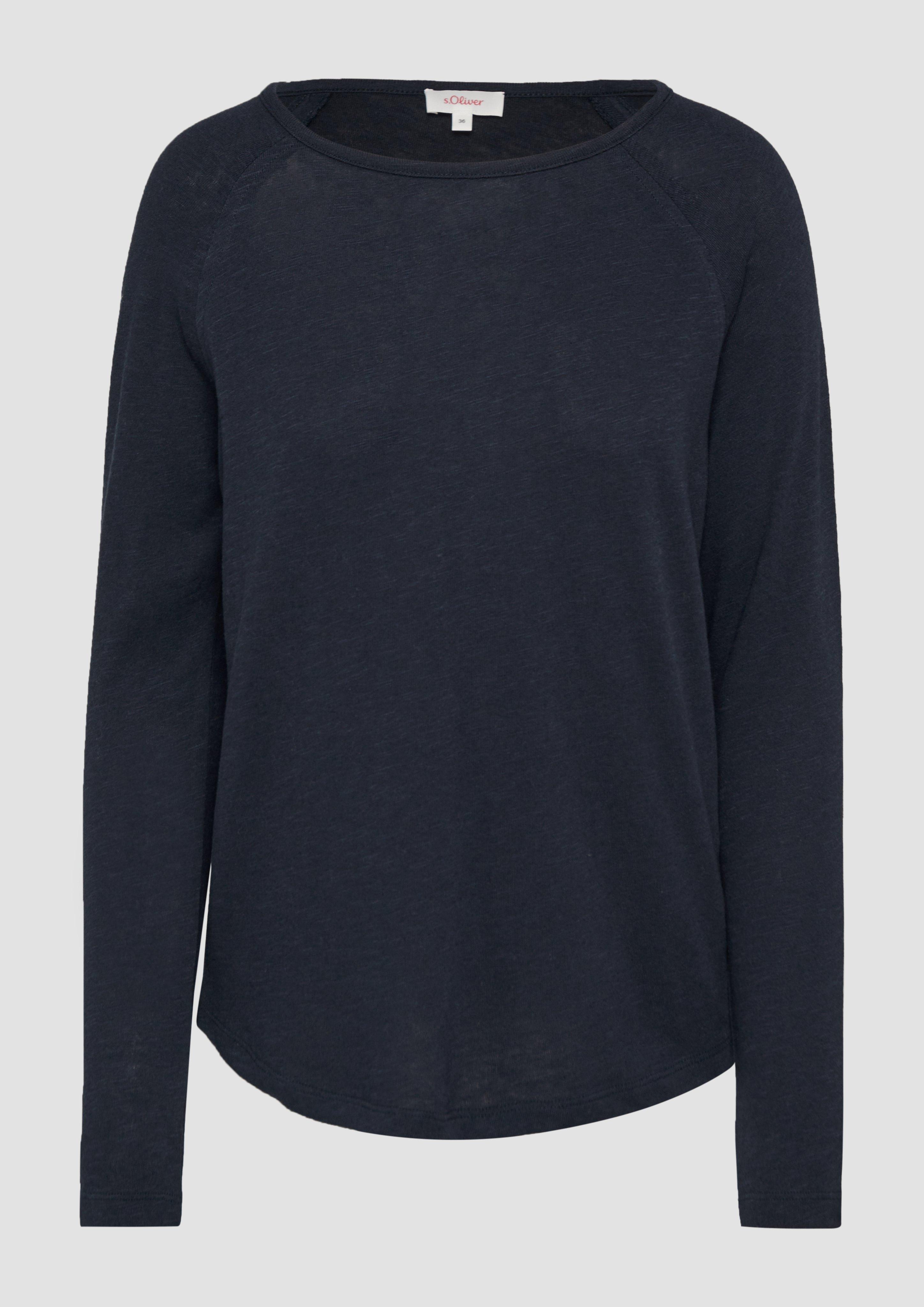Thumbnail - s.Oliver - Langarmshirt mit Raglanärmeln und Flammgarnstruktur, Damen, blau