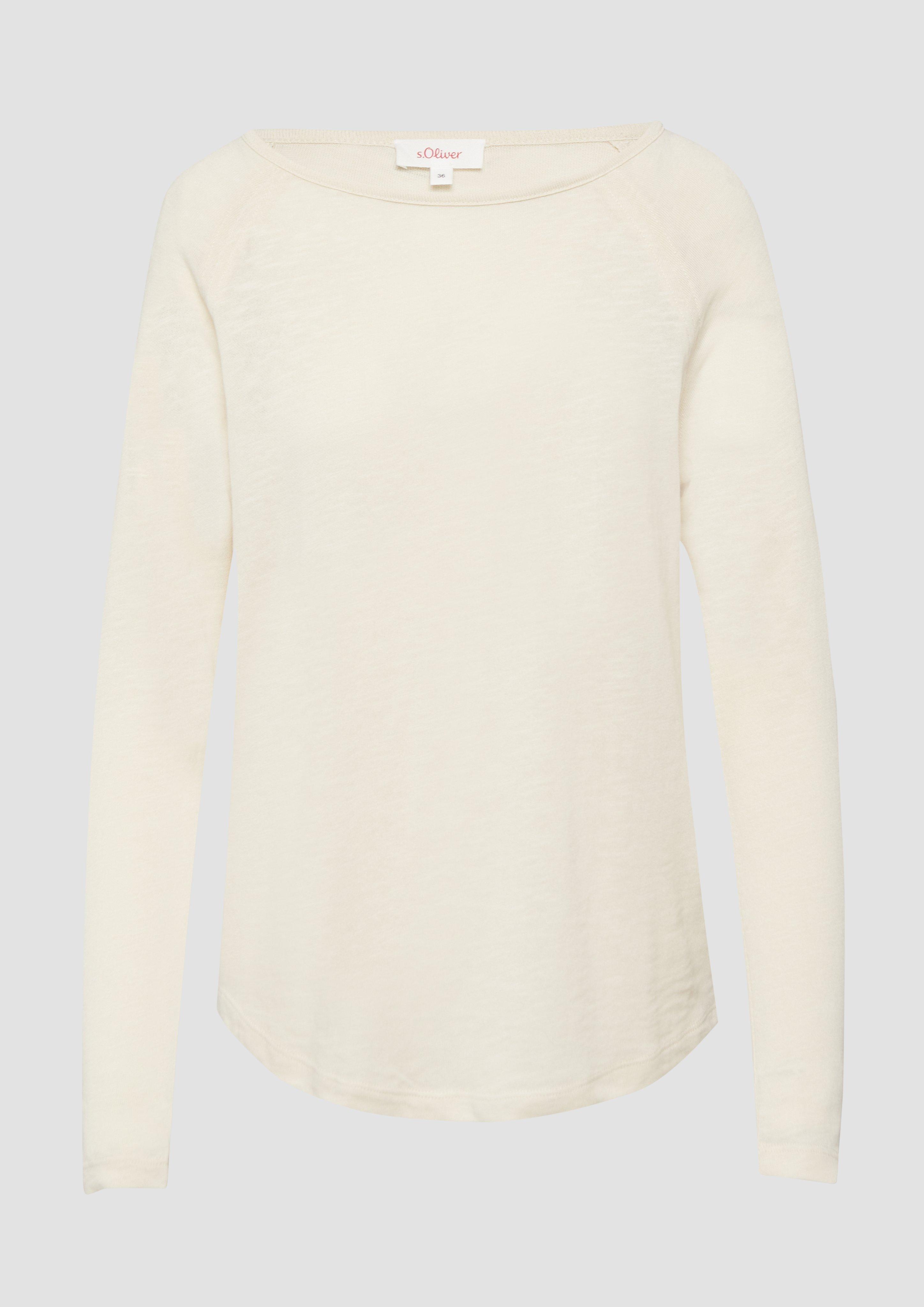 Thumbnail - s.Oliver - Langarmshirt mit Raglanärmeln und Flammgarnstruktur, Damen, Beige