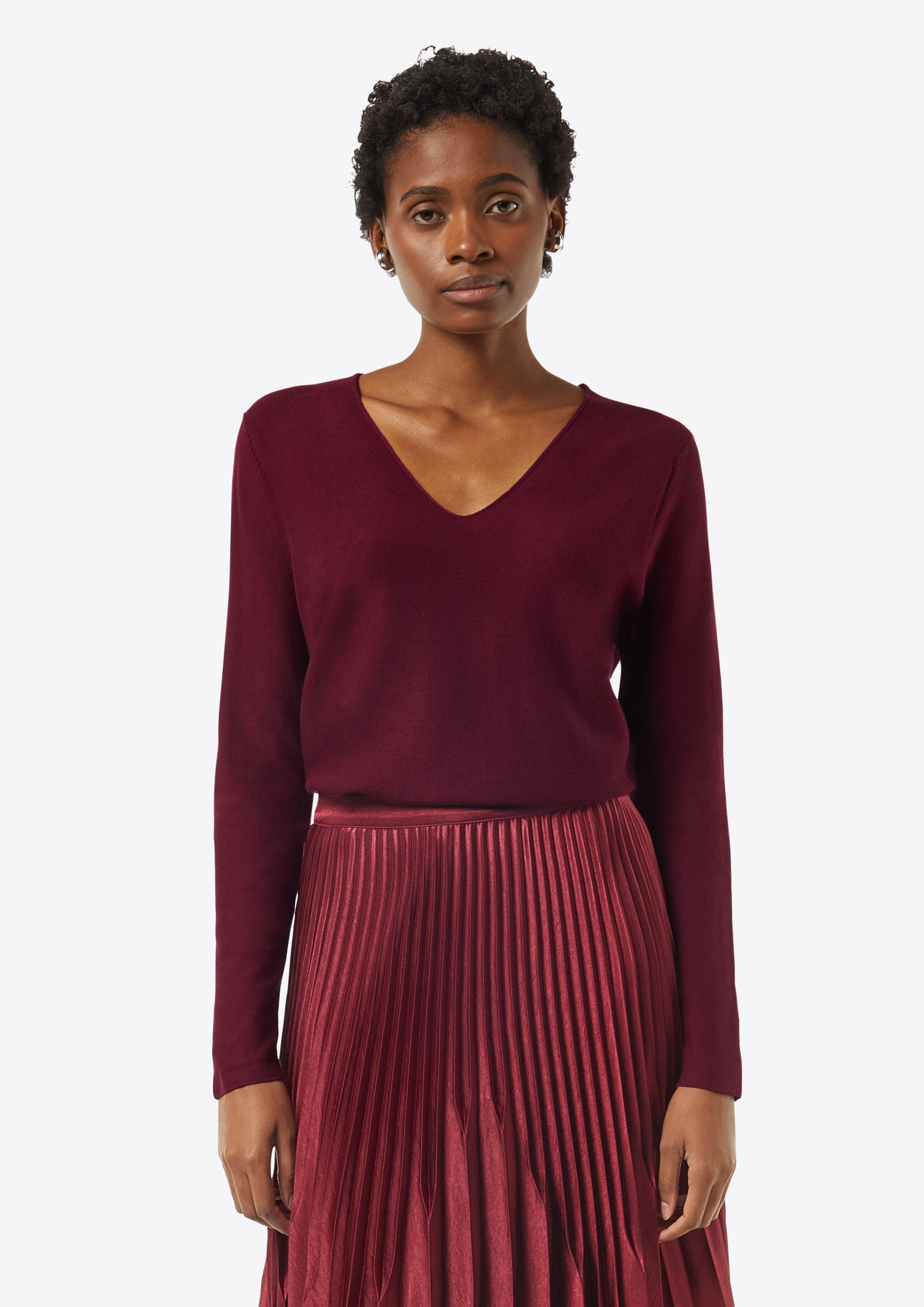 Knitted jumper with glitter yarn - bordeaux | Comma Knitted jumper with glitter yarn - bordeaux | Comma