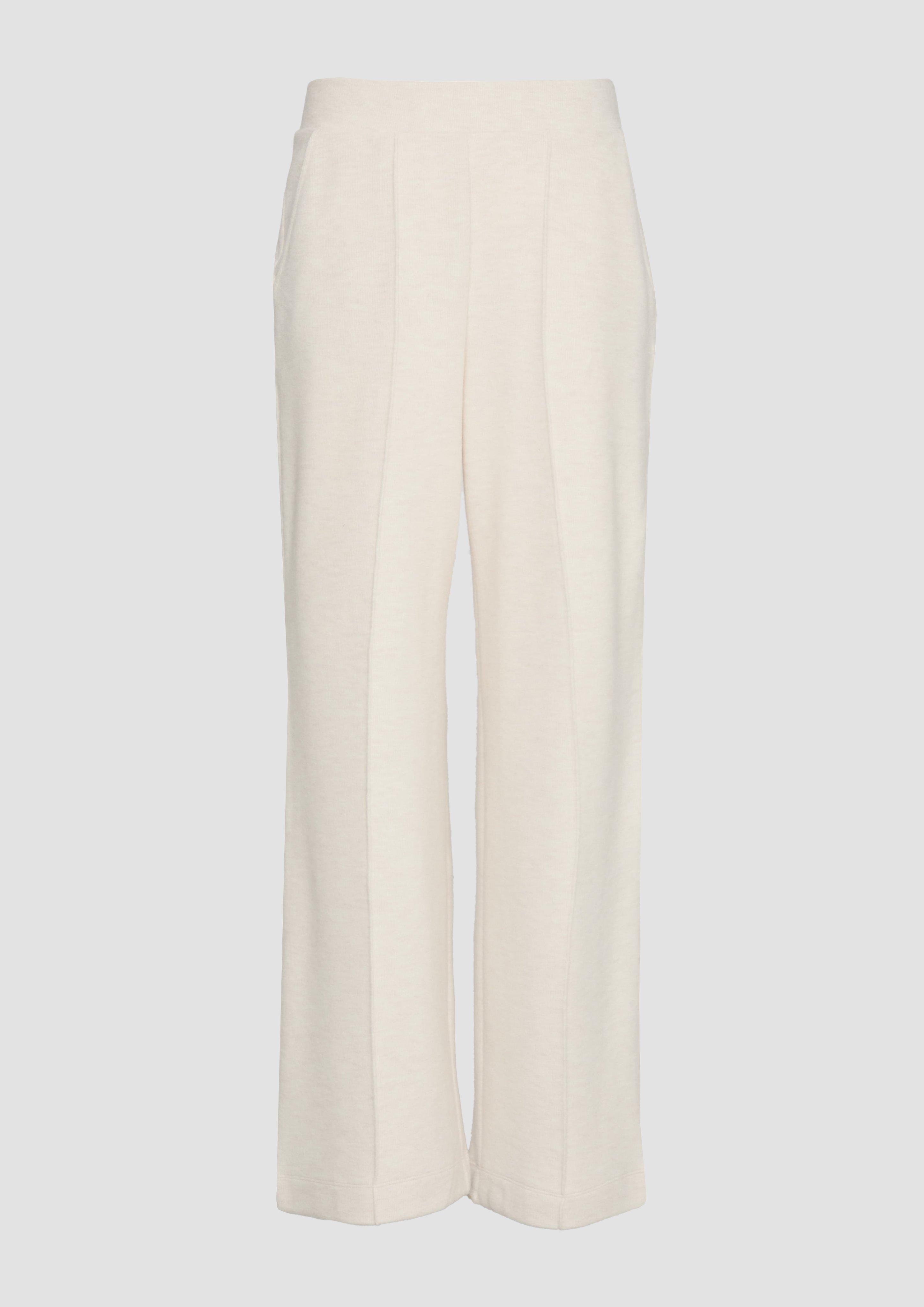 s.Oliver - Weiche Wide Leg-Hose aus Baumwollmix, Damen, Beige