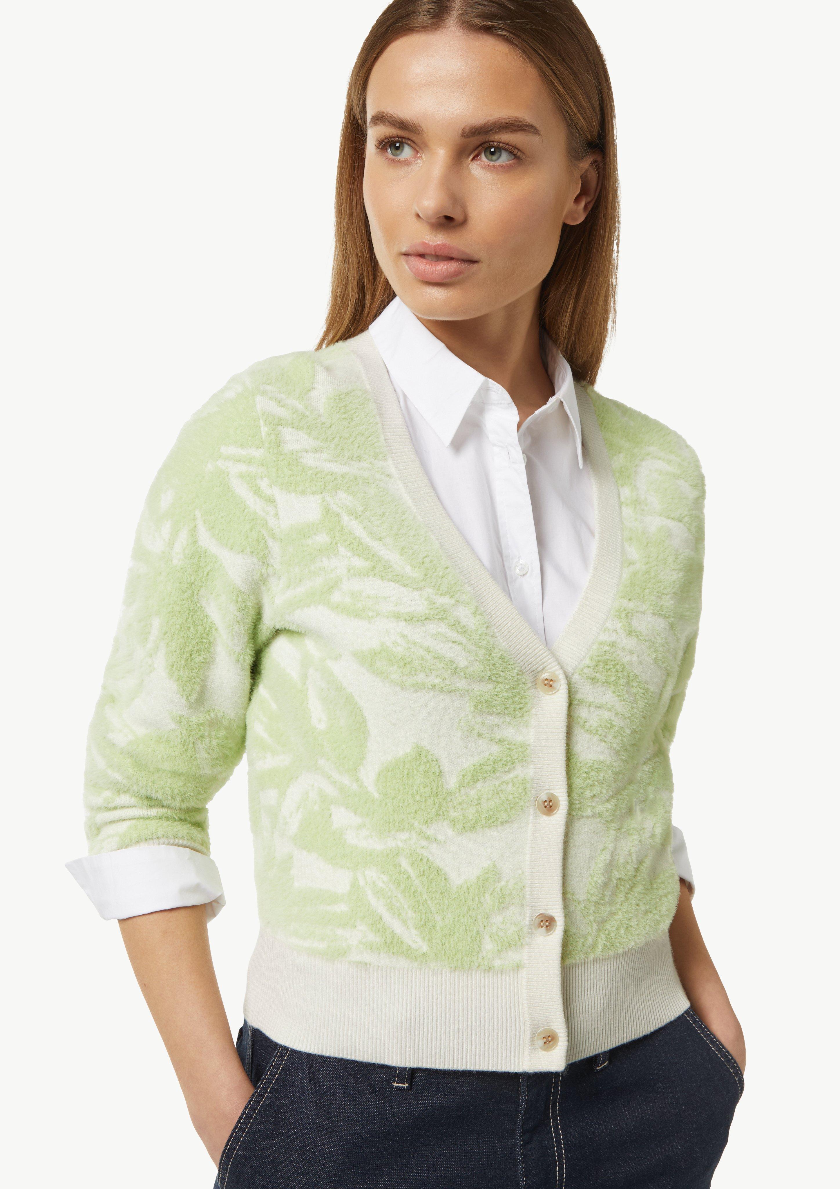 Fluffy jacquard cardigan - white | Comma Fluffy jacquard cardigan - white | Comma