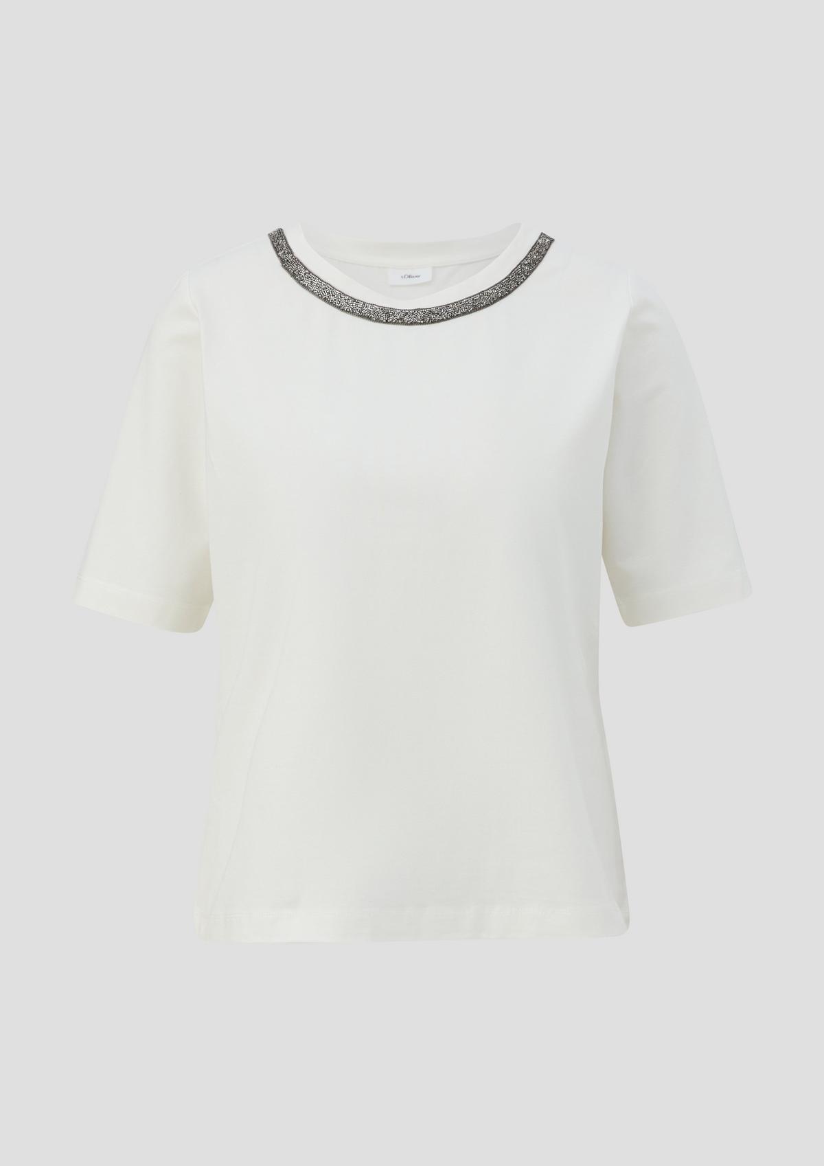 s.Oliver T-shirt with decorative tape at the neckline