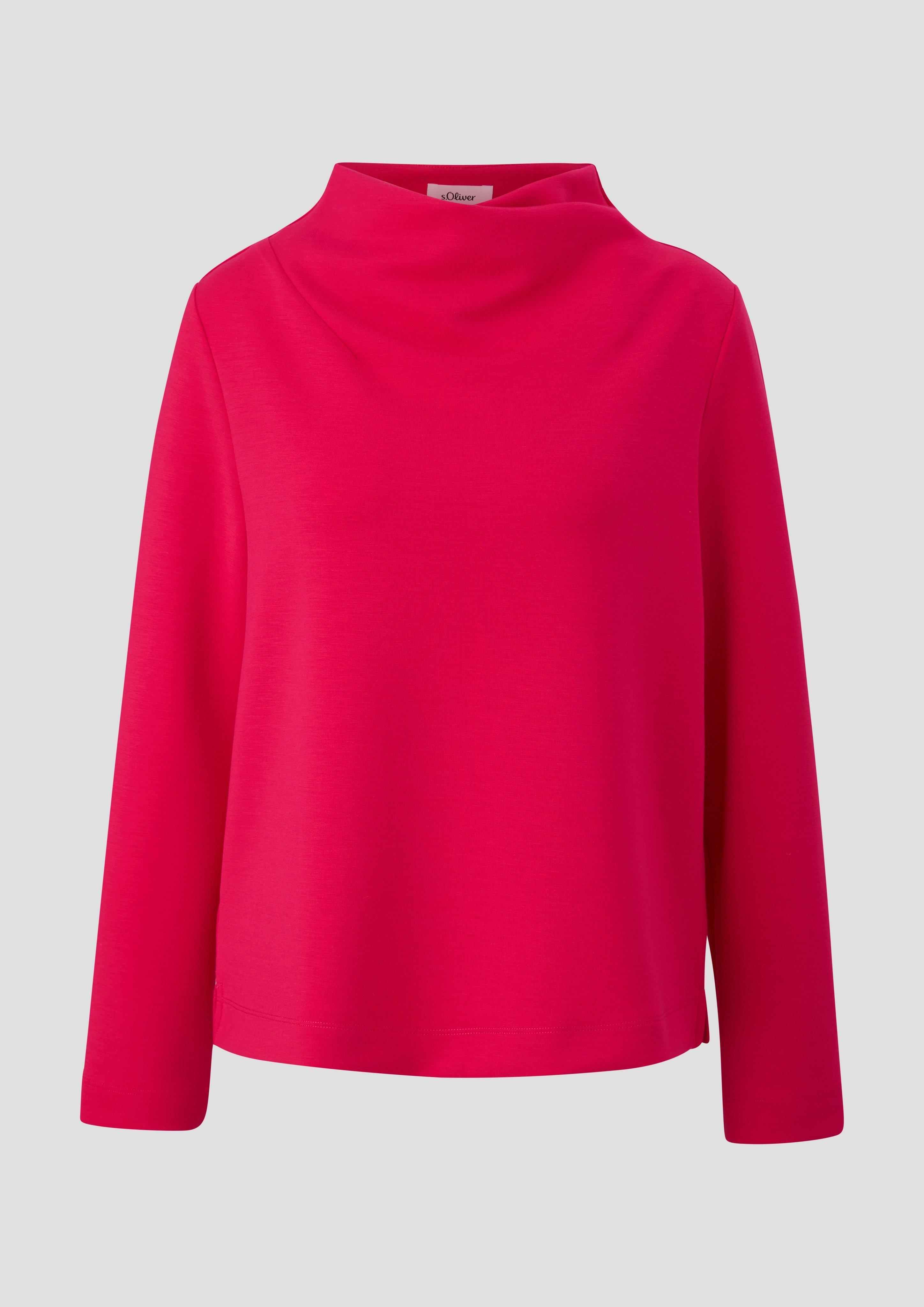 s.Oliver - Strickjerseyshirt mit Wasserfall-Ausschnitt, Damen, Rosa