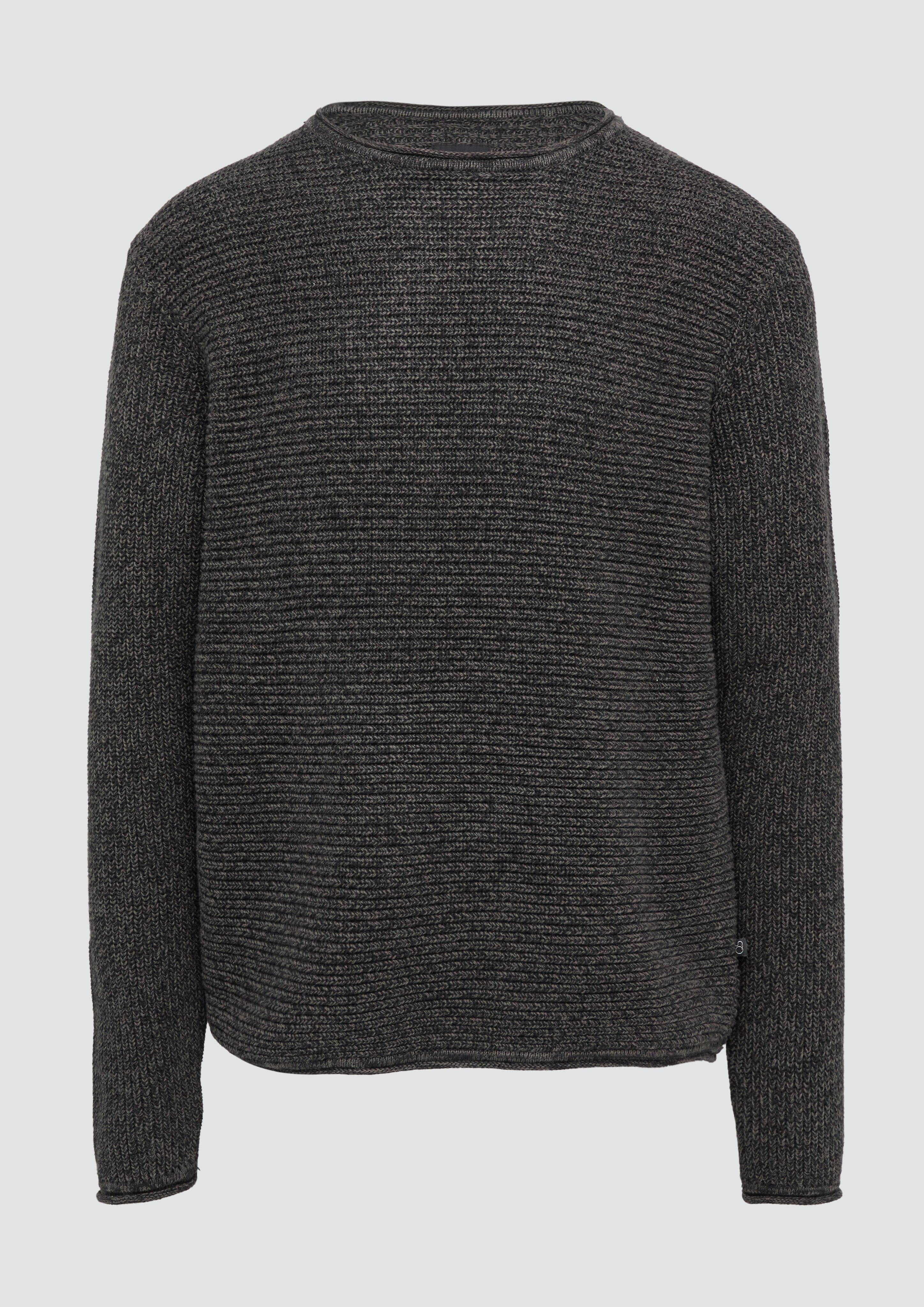 Thumbnail - QS - Melierter Strickpullover mit Rippstruktur, Herren, schwarz