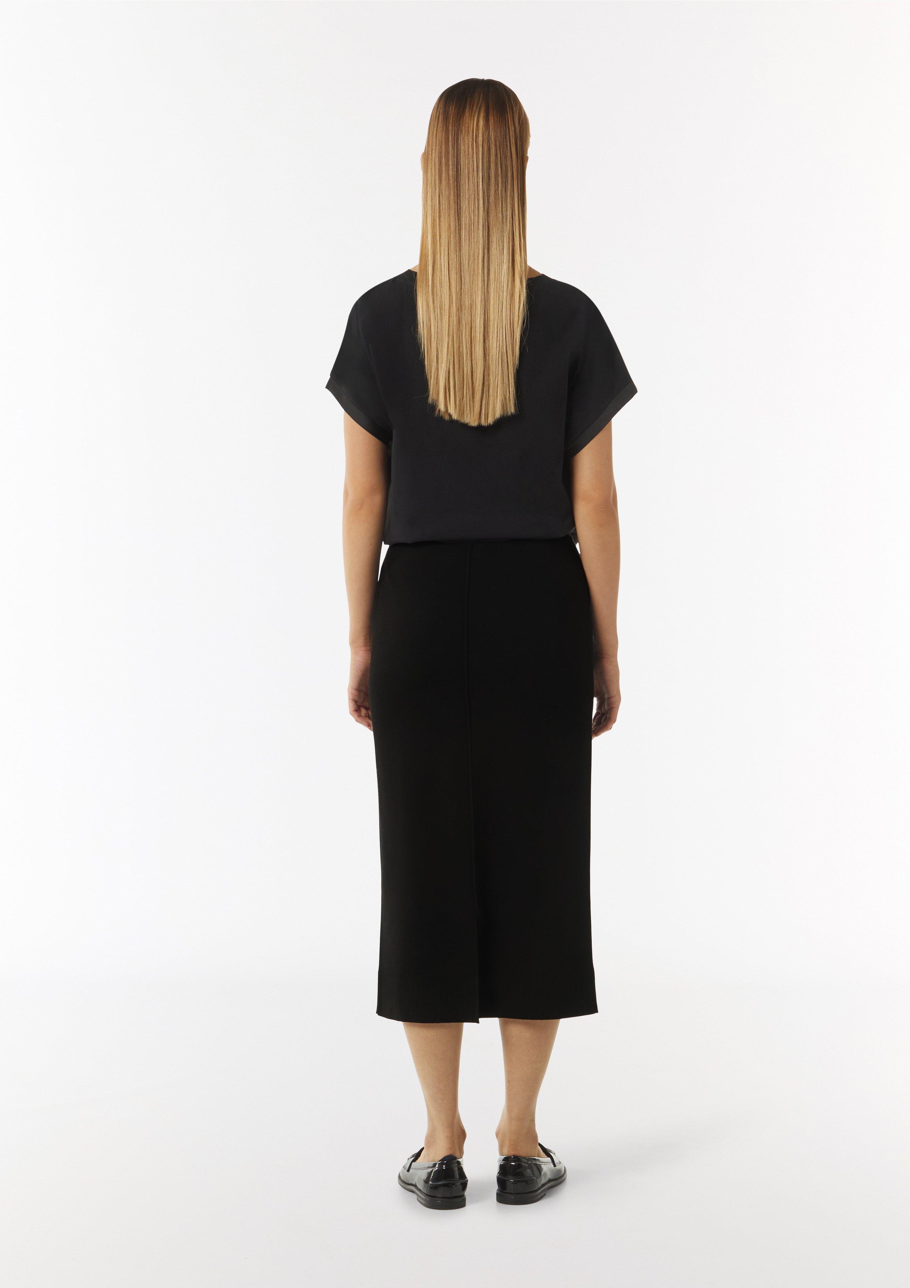 Soft knitted skirt with pintucks - black | Comma Soft knitted skirt with pintucks - black | Comma