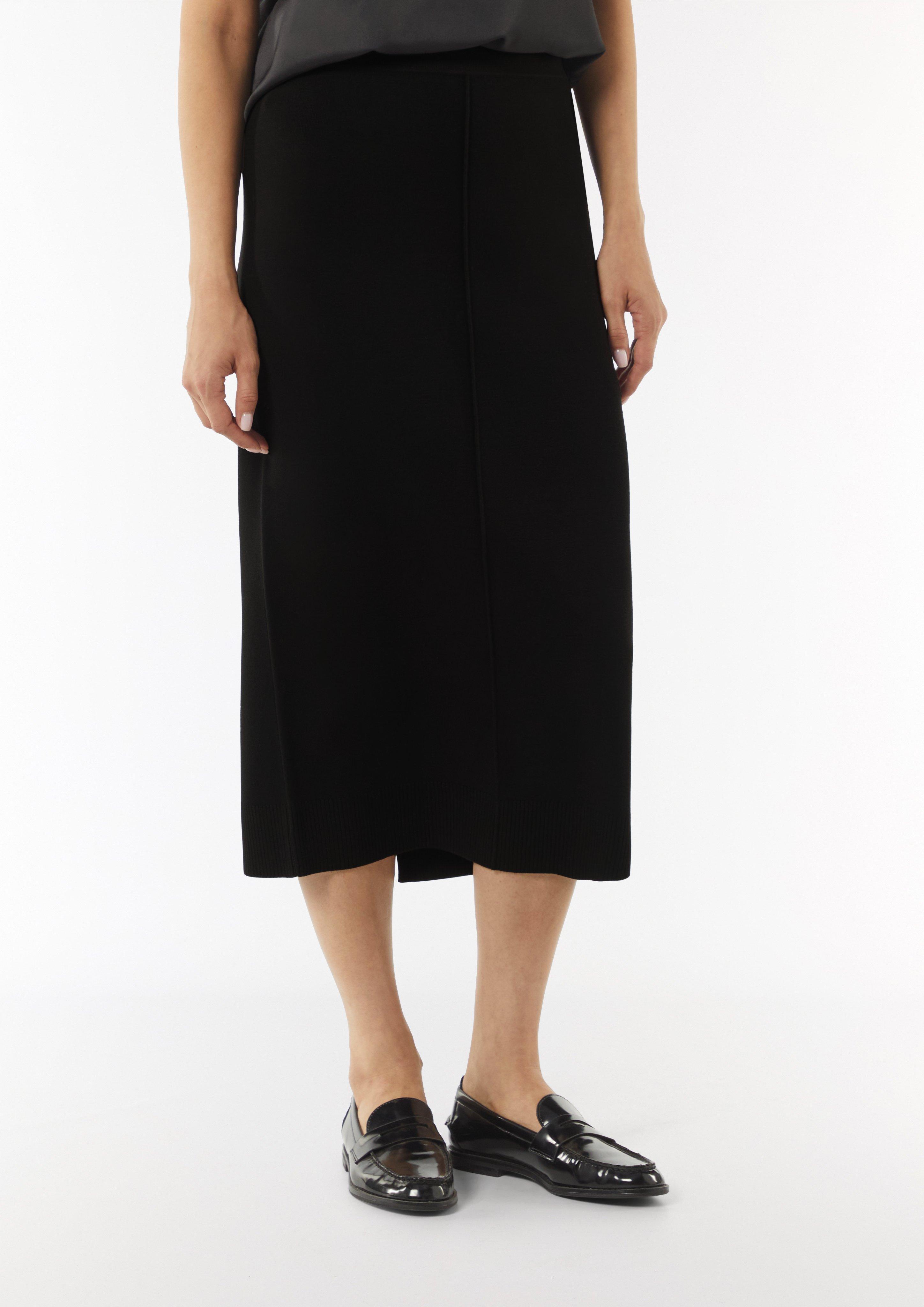 Soft knitted skirt with pintucks - black | Comma Soft knitted skirt with pintucks - black | Comma