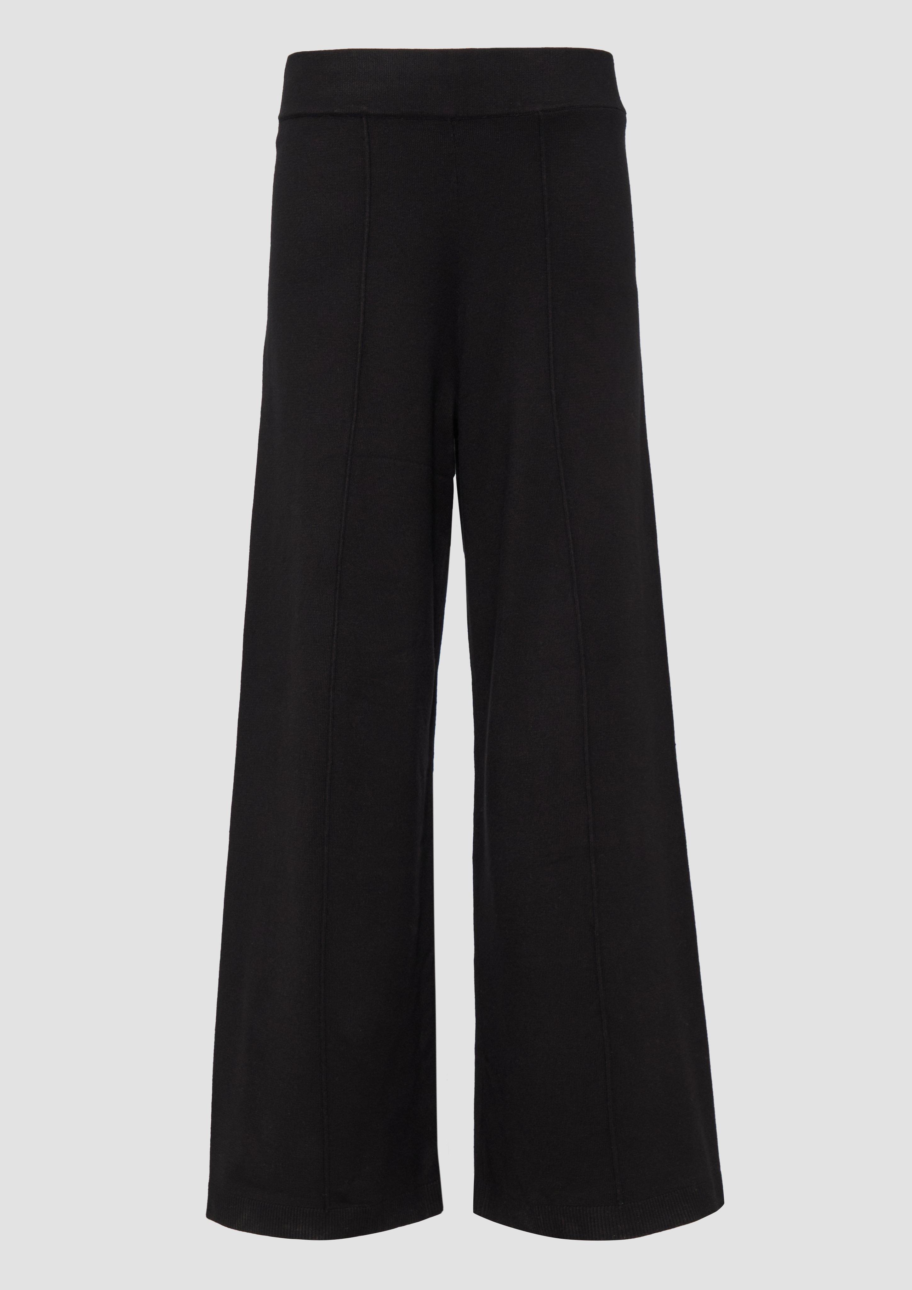 s.Oliver - Strickhose mit Wide Leg aus Viskosemix, Damen, schwarz