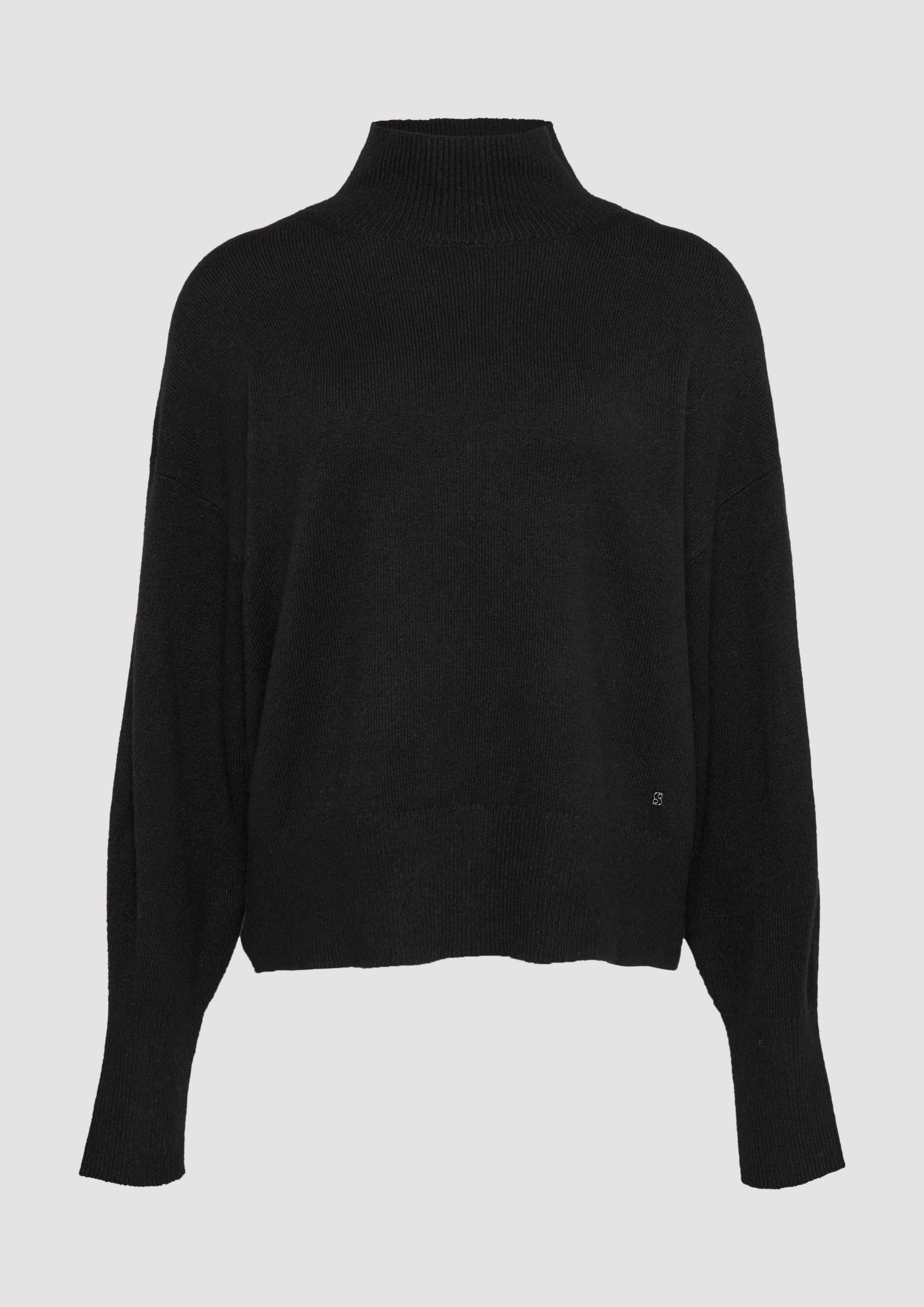 Thumbnail - s.Oliver - Strickpullover im Relaxed Fit mit Stehkragen, Damen, schwarz
