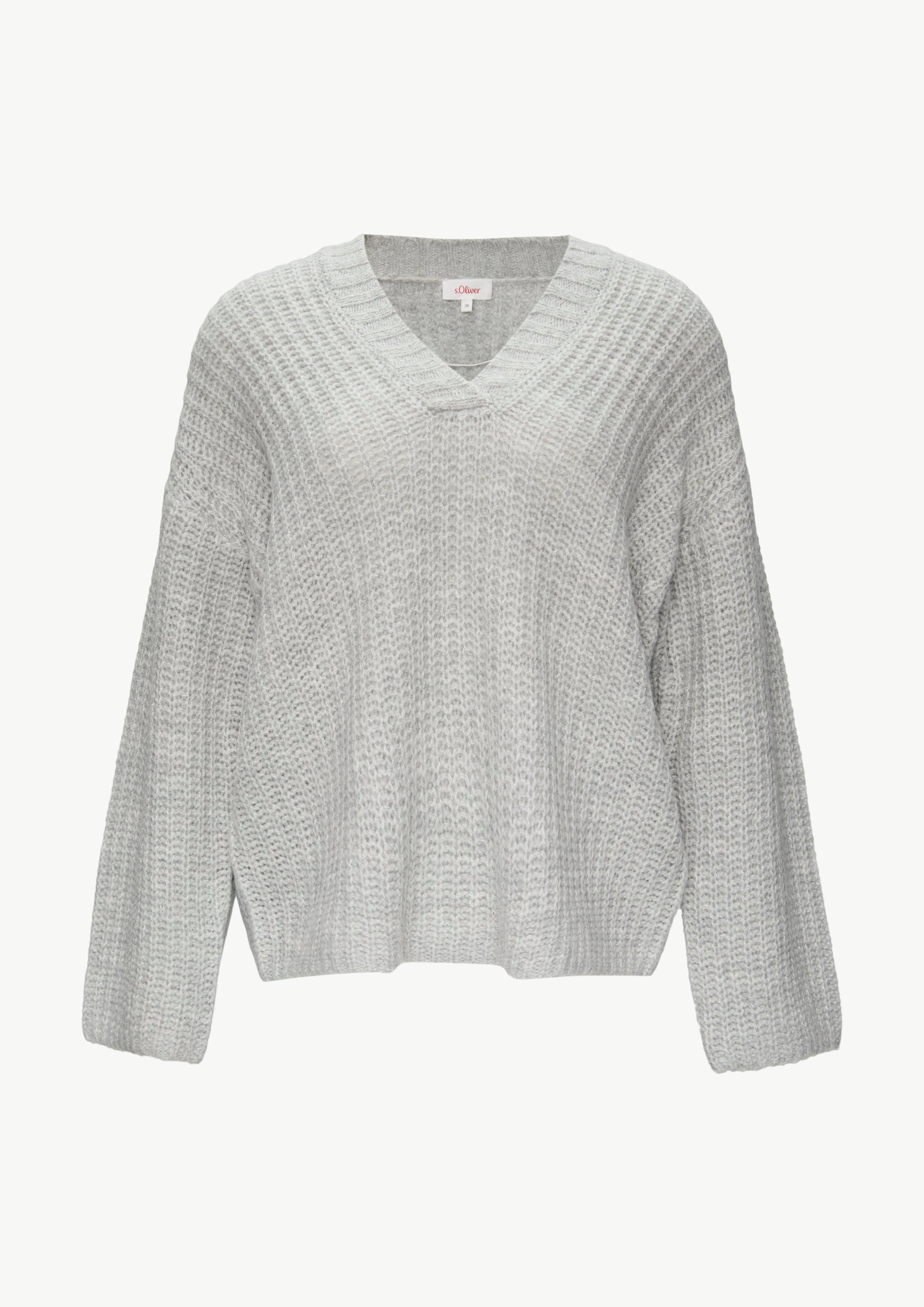 s.Oliver - Leichter Wollpullover im Relaxed Fit, Damen, grau