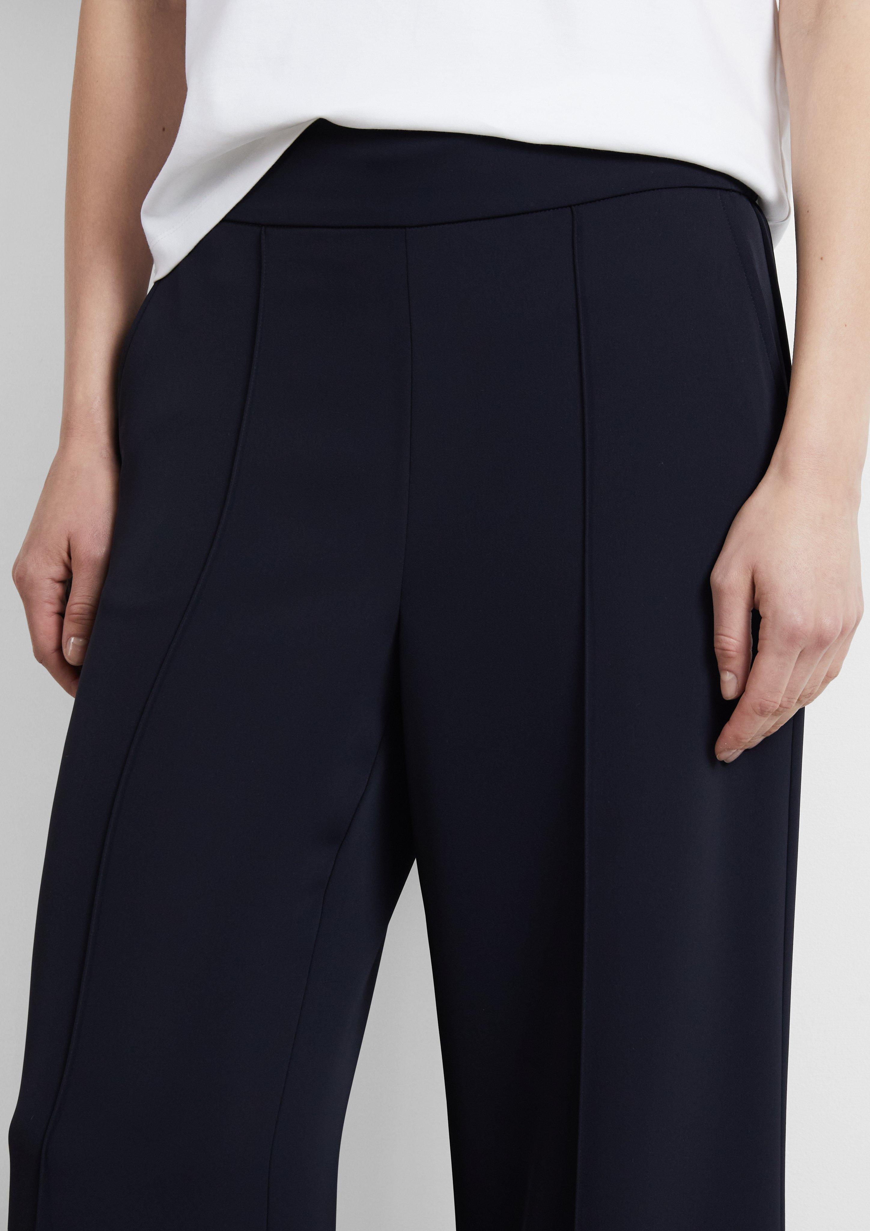 Pantalon Marlene fluide avec taille élastiquée en bleu de COMMA