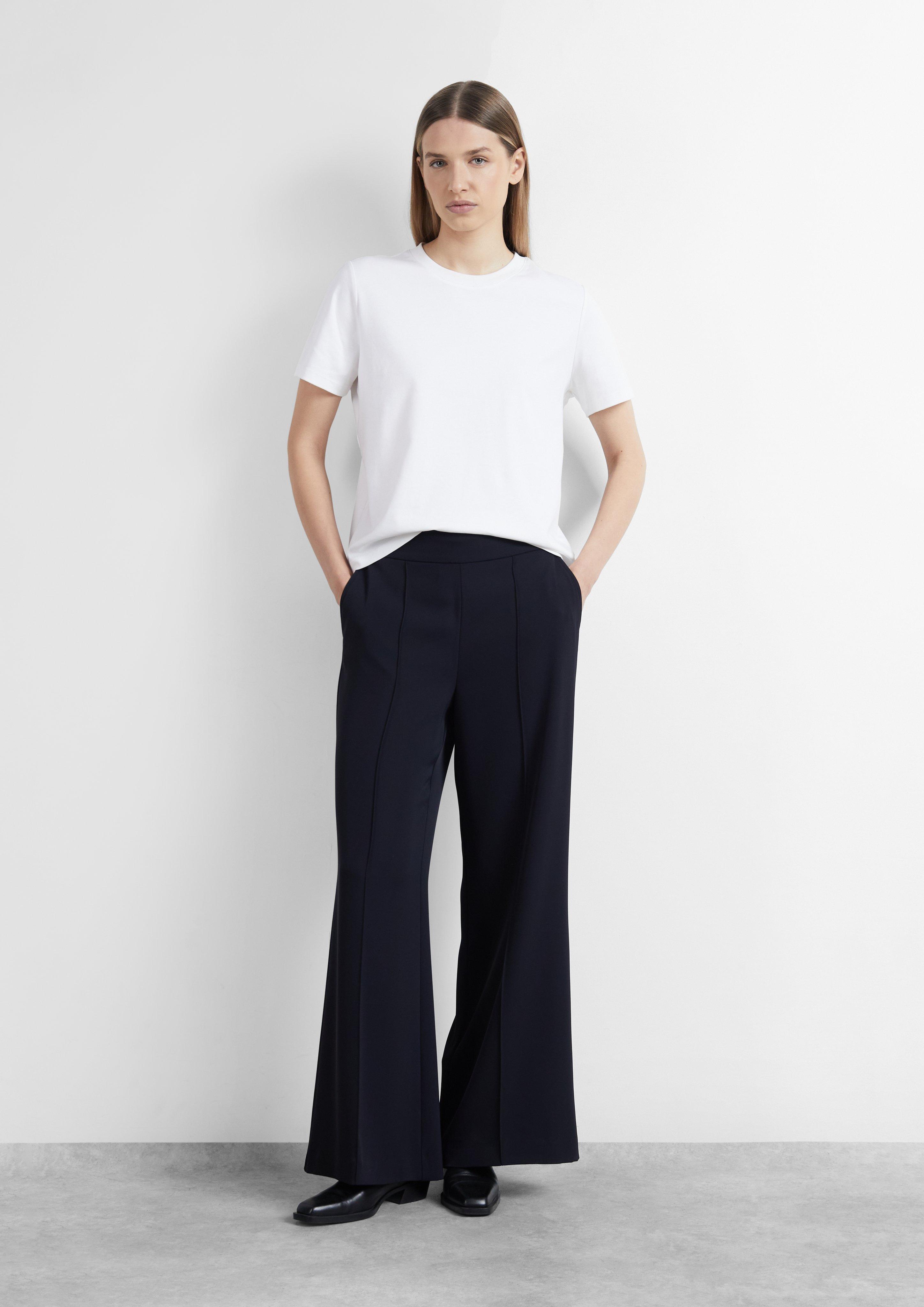 Pantalon Marlene fluide avec taille élastiquée en bleu marine de COMMA