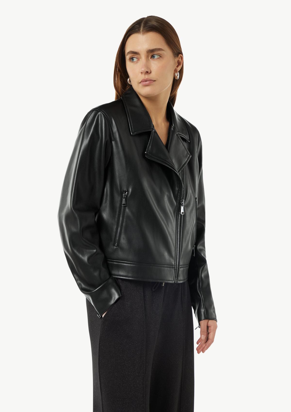 Black Faux Leather Biker Jacket