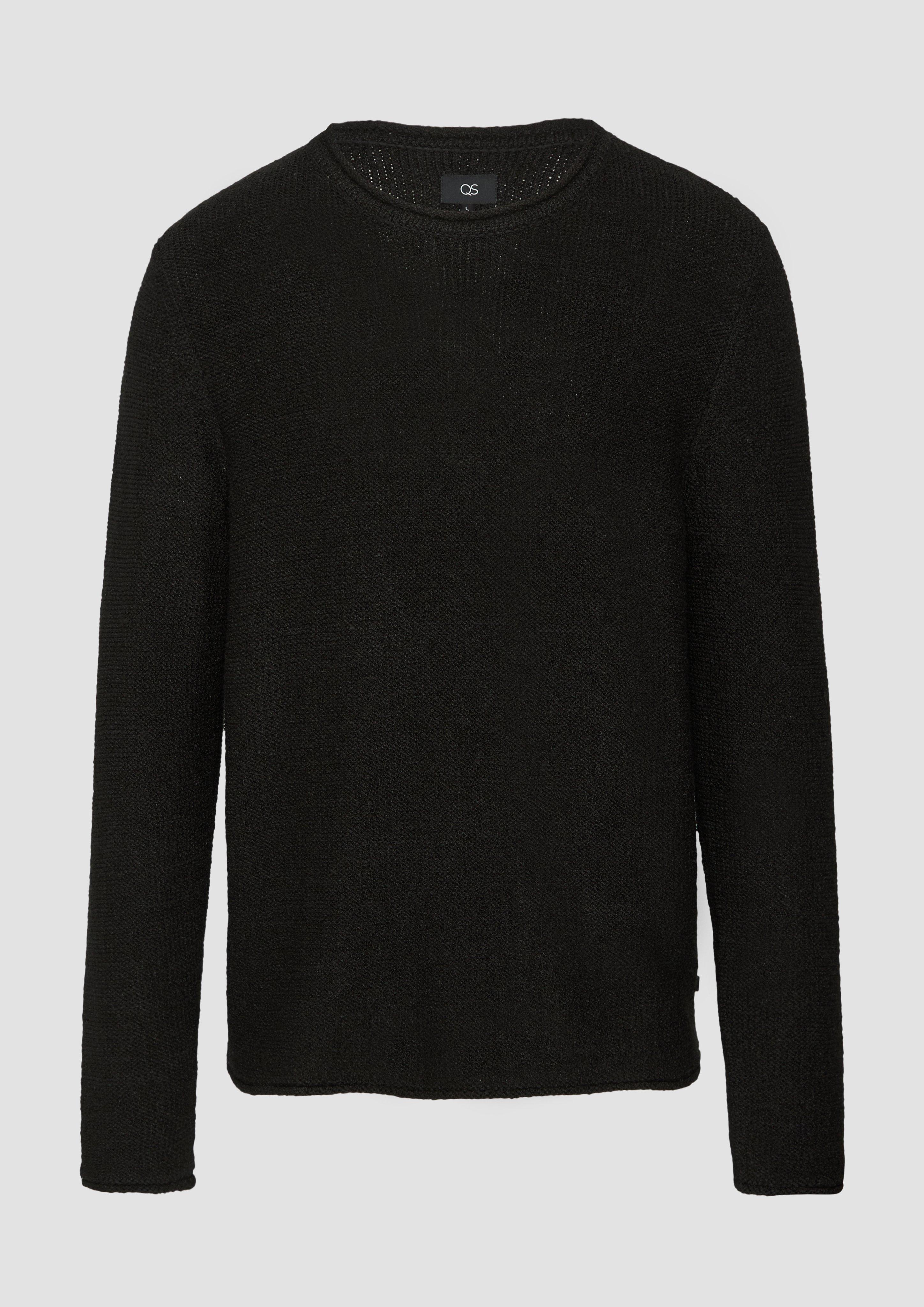 QS - Strickpullover mit Rollkante, Herren, schwarz