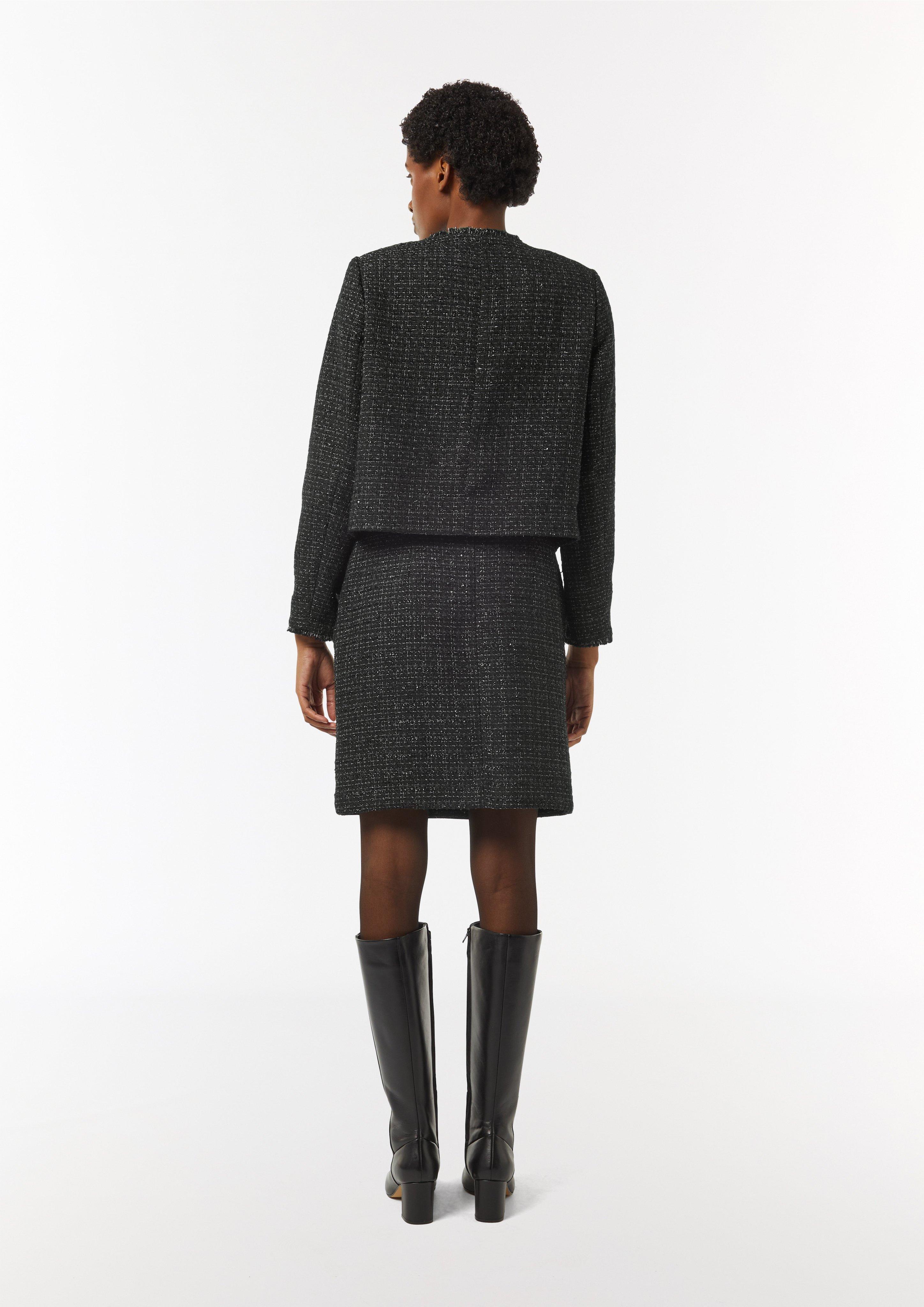 Short bouclé skirt with sparkly thread - black | Comma Short bouclé skirt with sparkly thread - black | Comma