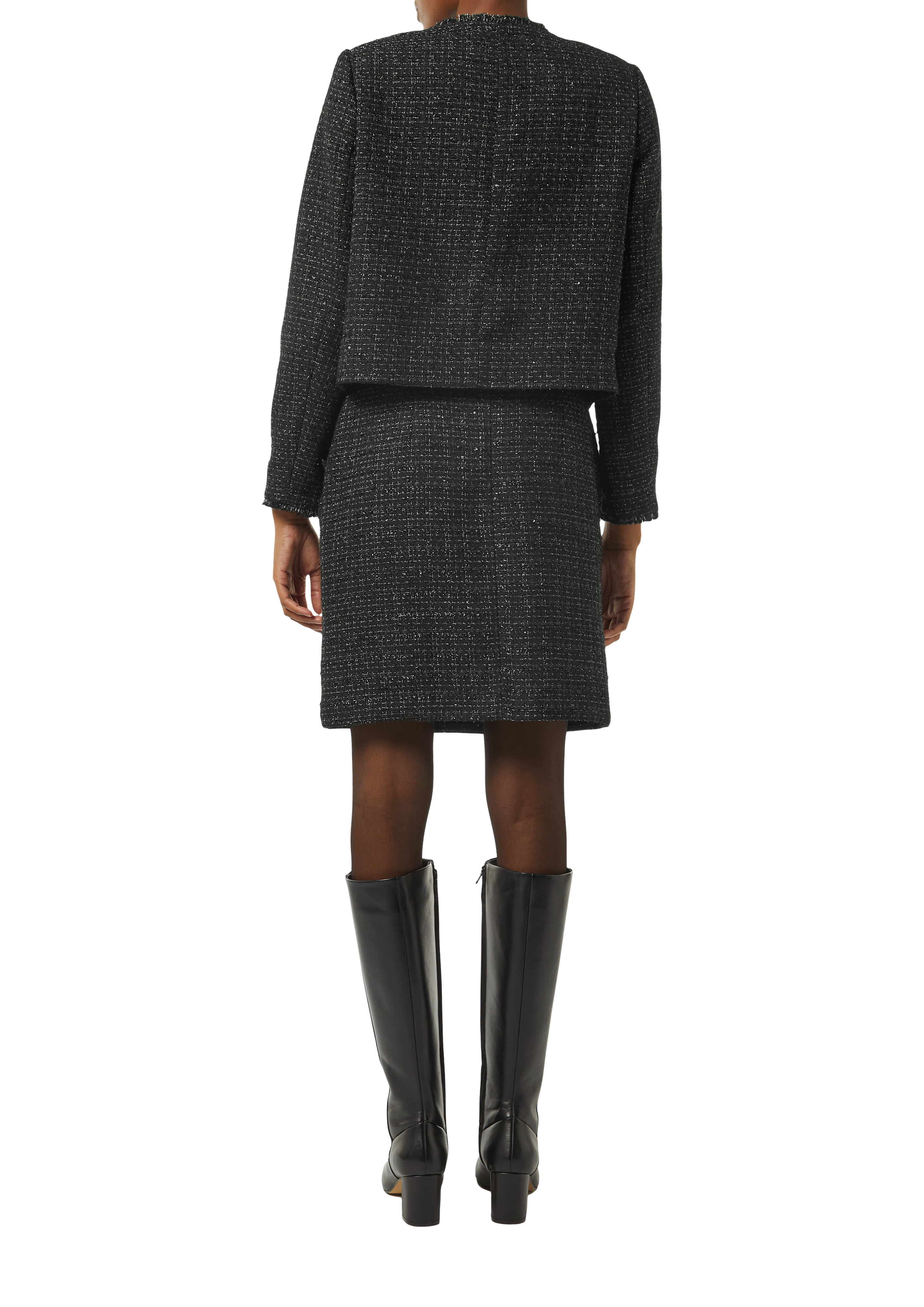 Short bouclé skirt with sparkly thread - Black | SCAYLE